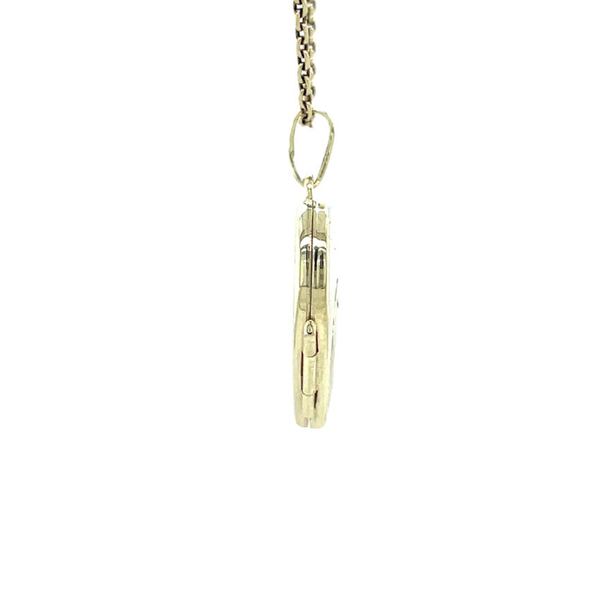Gouden vintage hart medaillon met gravure 14 kt