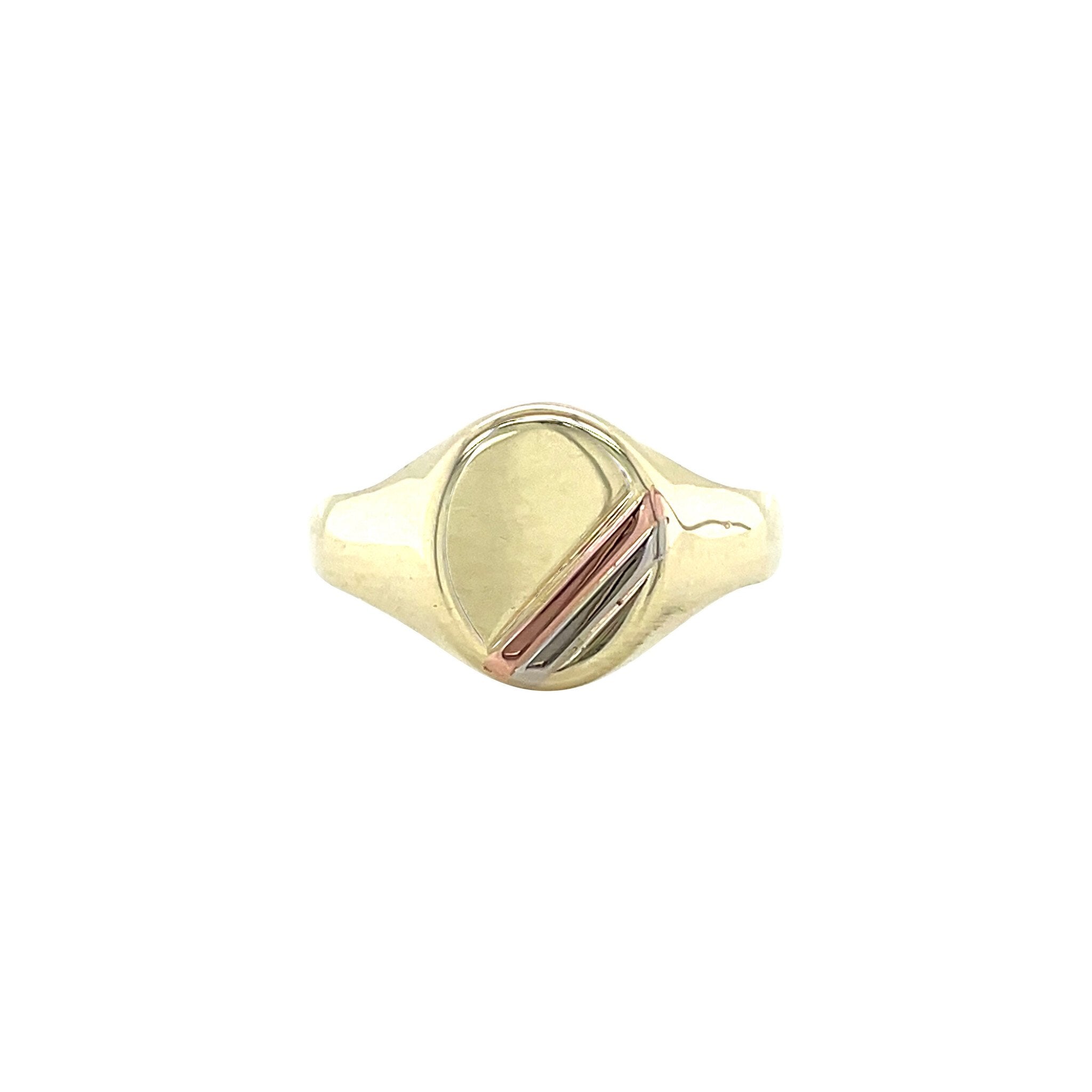 Vintage tricolour gold signet ring 14 kt