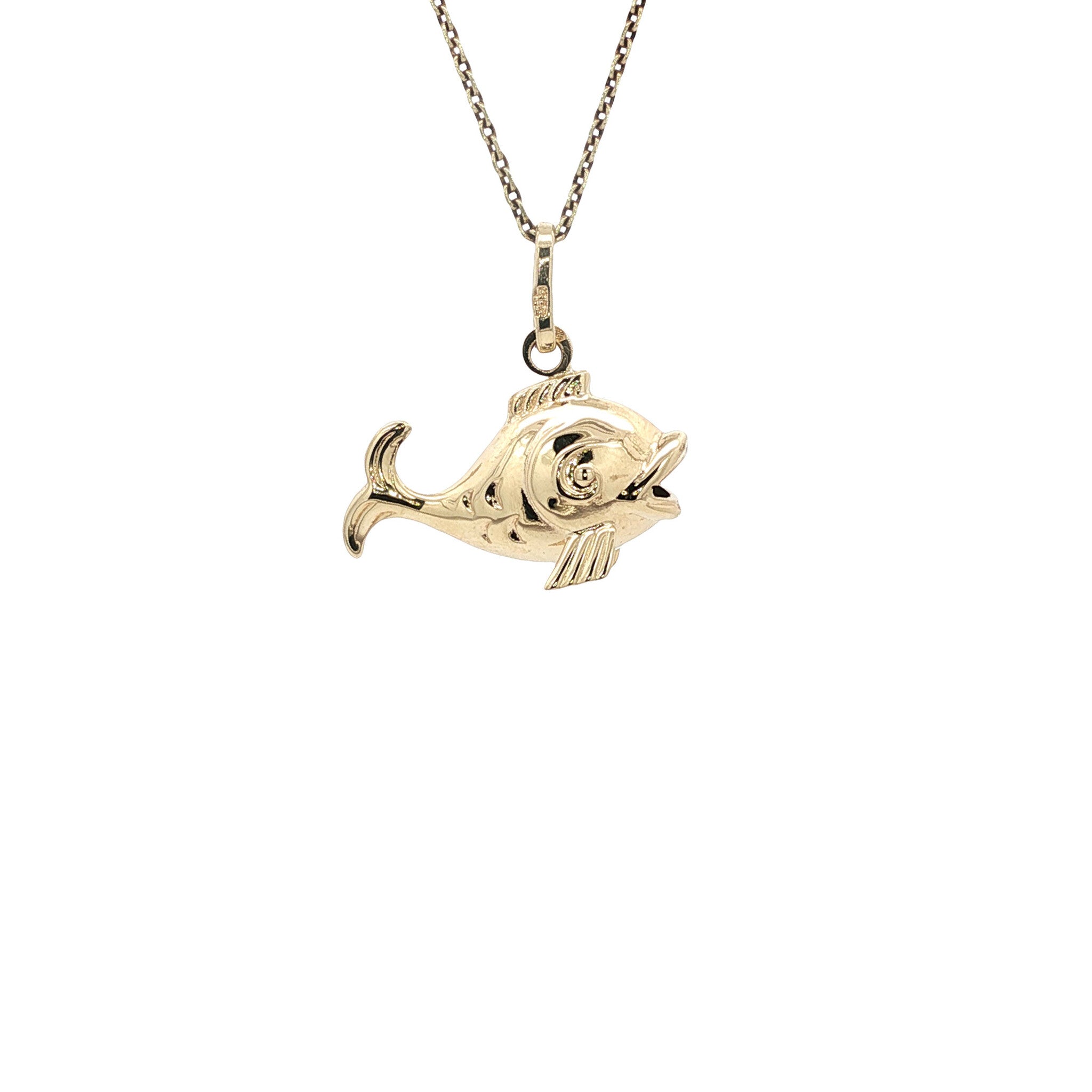 Gouden vintage vis hanger 14 kt