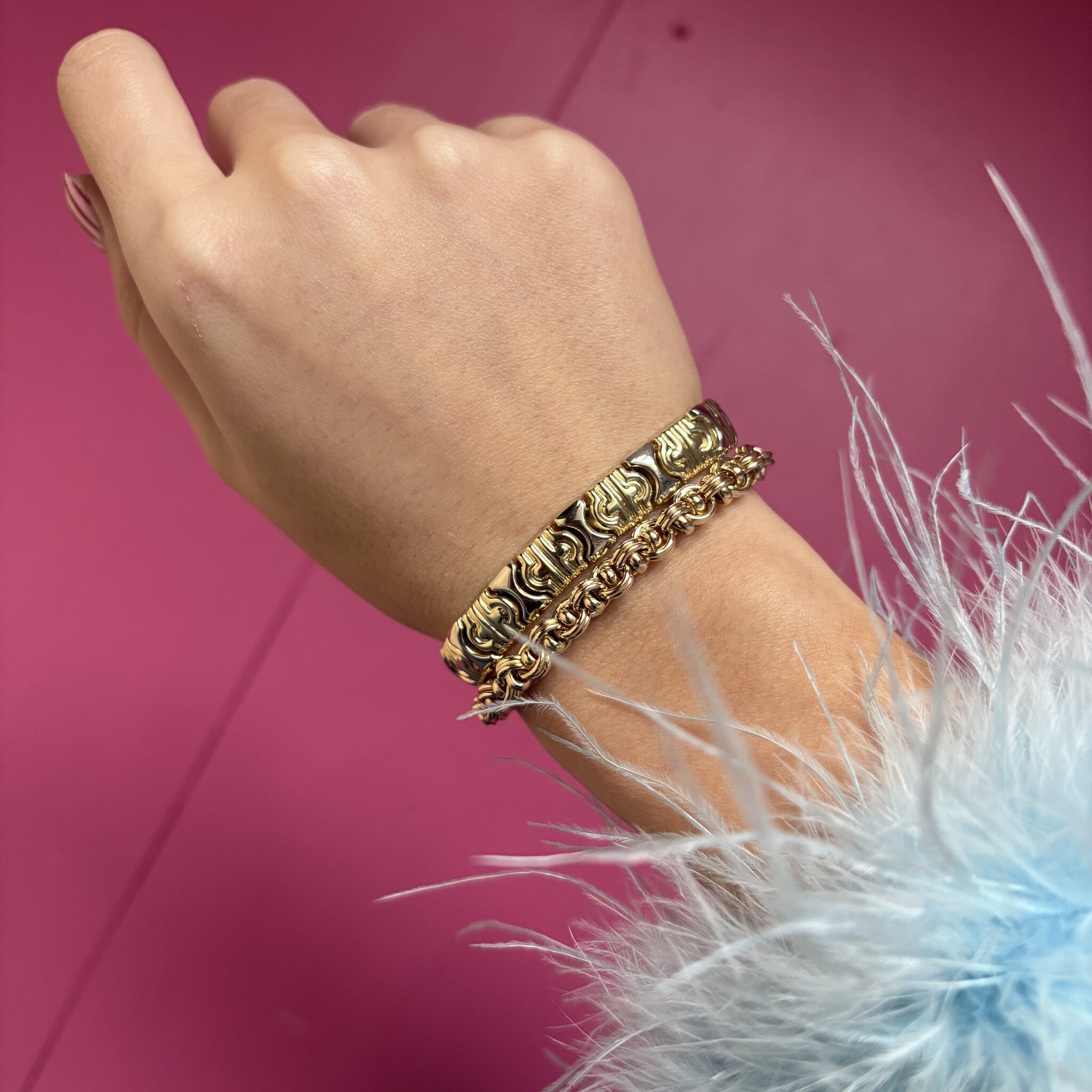 Bicolour gouden vintage armband 14 kt
