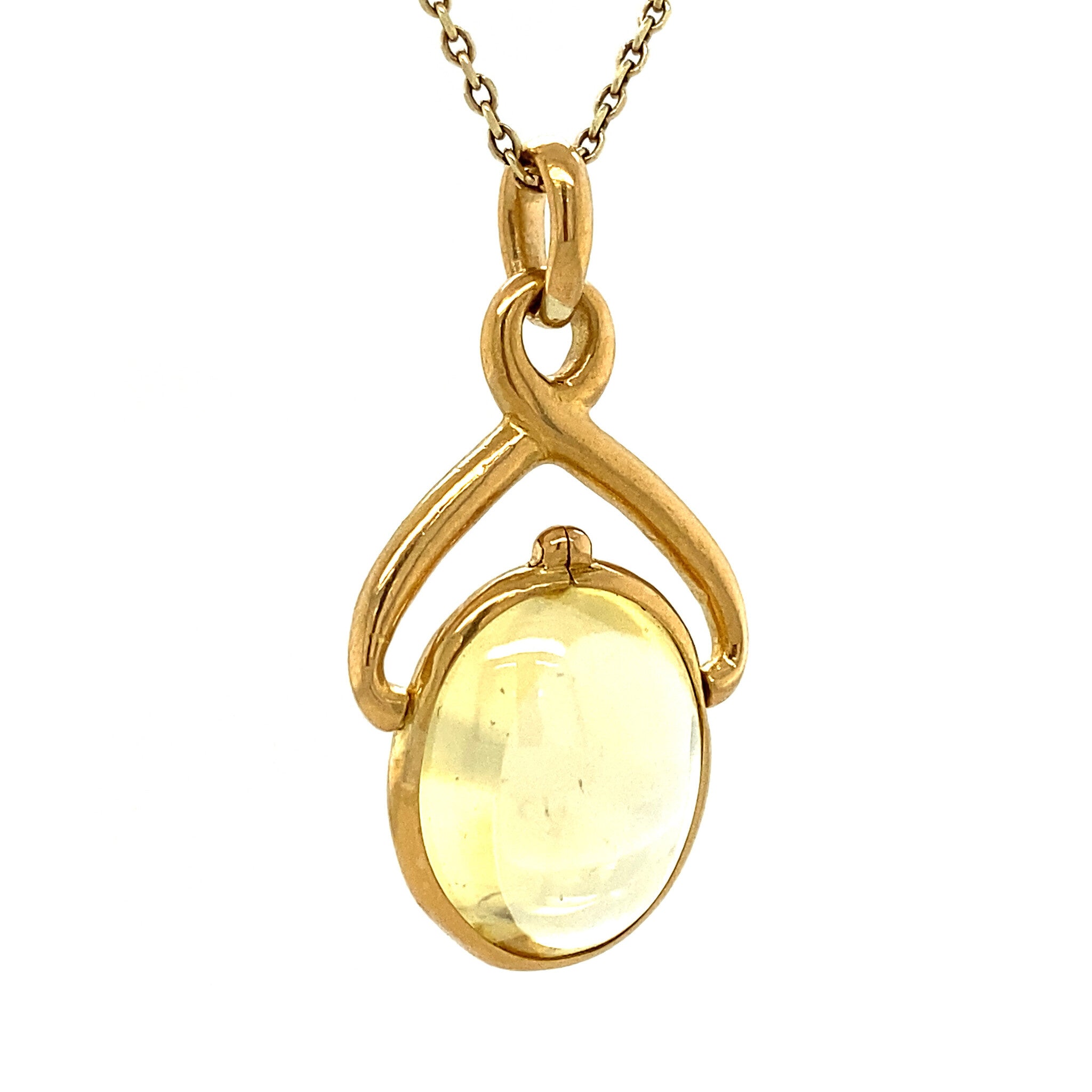 Gouden hanger met gele kleursteen 20 krt