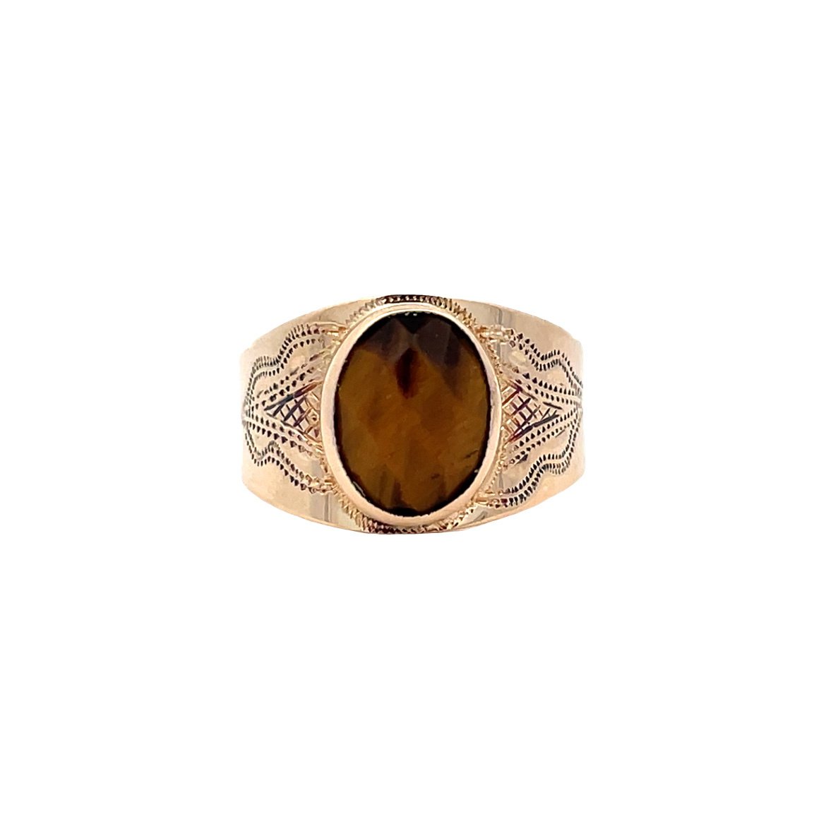 14 kt vintage gold ring with tiger's eye