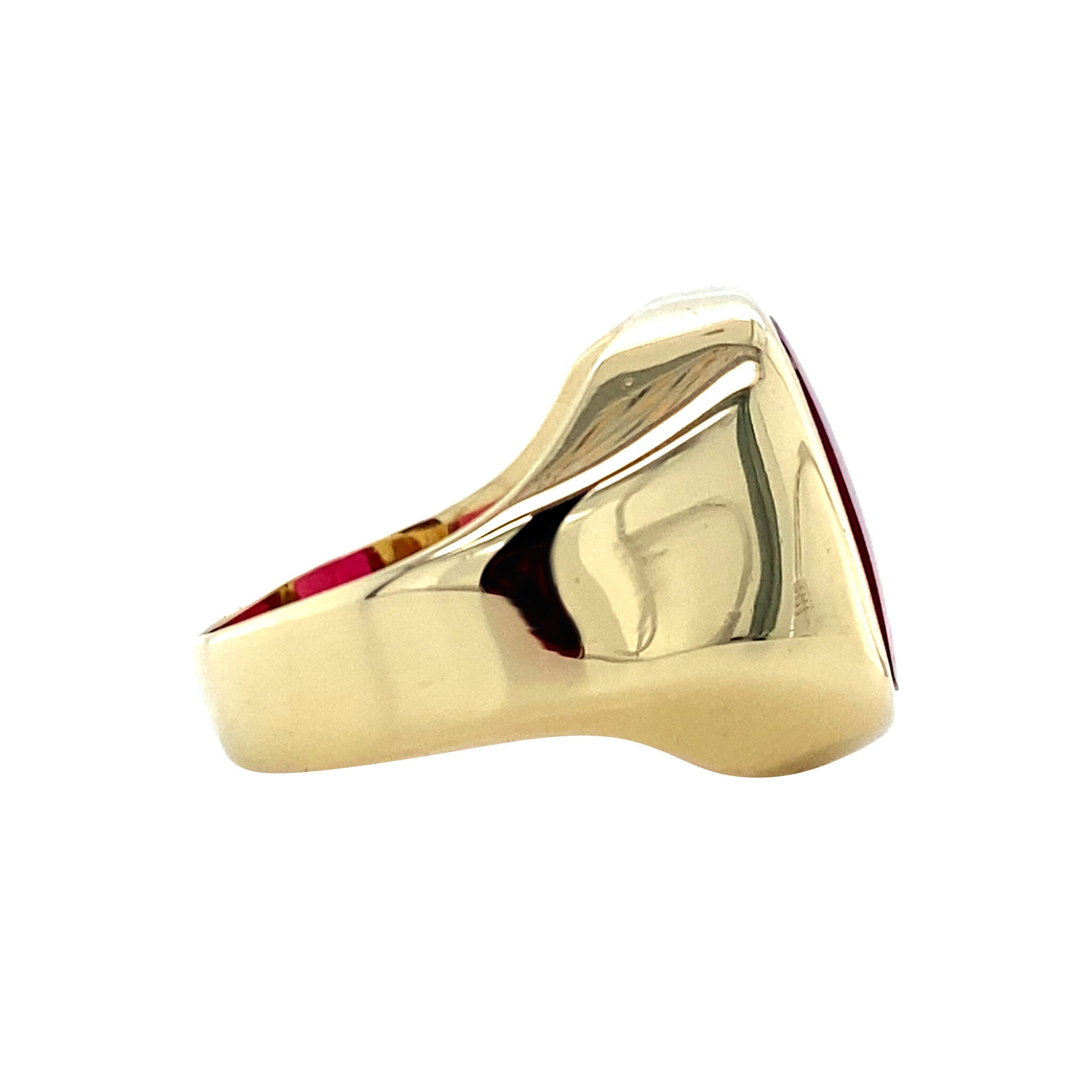Vintage gold signet ring with ruby, 14 kt