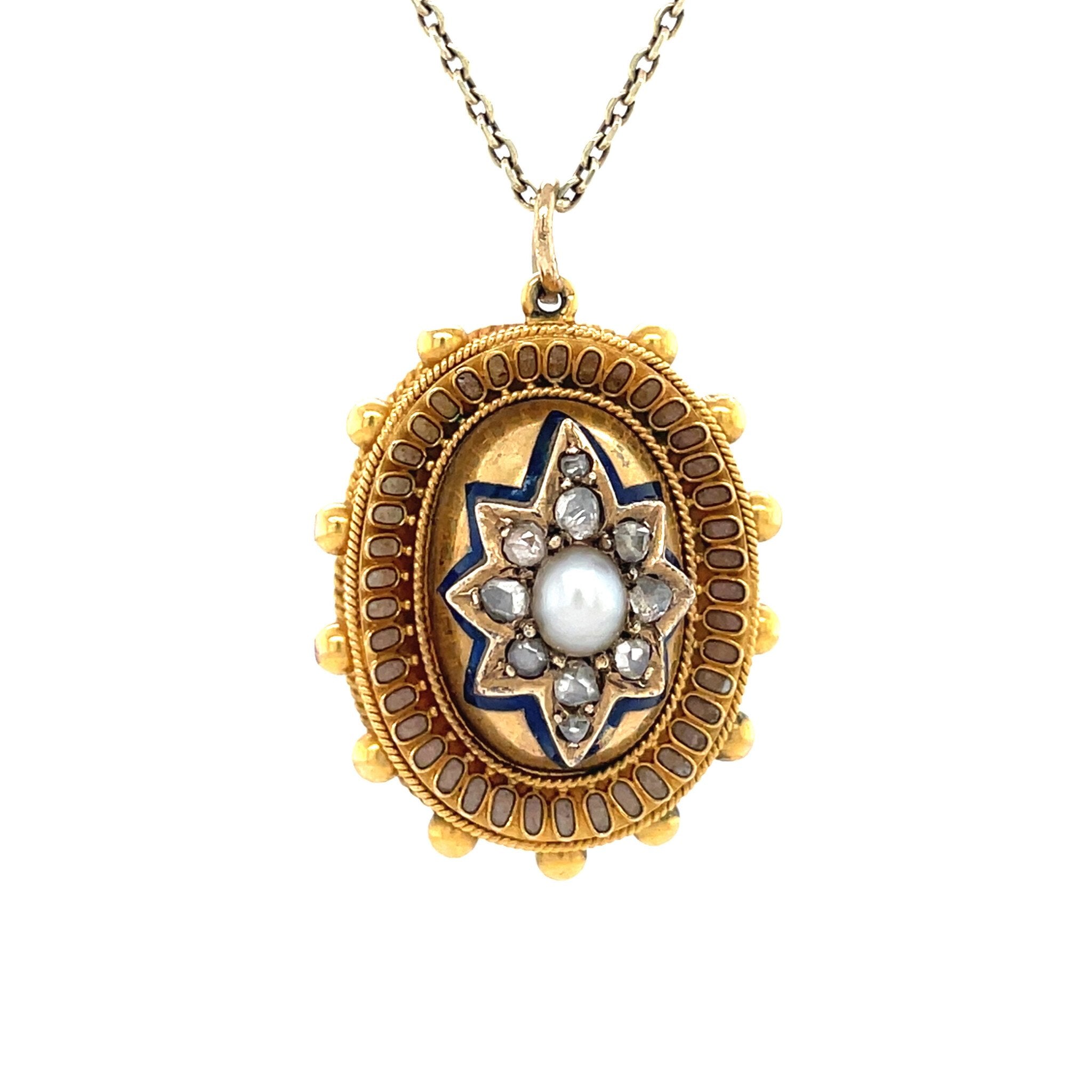 Vintage hanger met parel en roosdiamant 9 krt