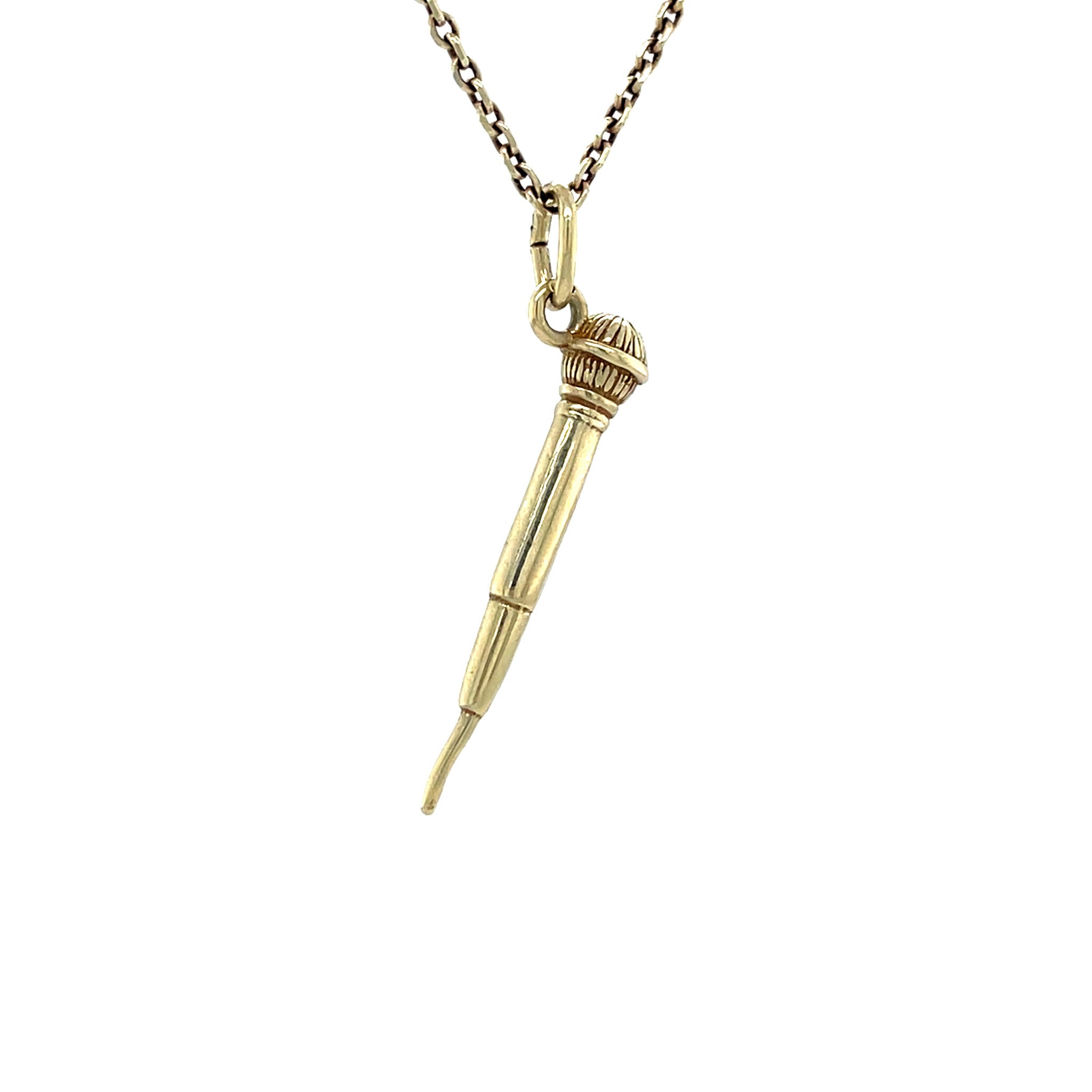 Gouden vintage microfoon hanger 14 krt