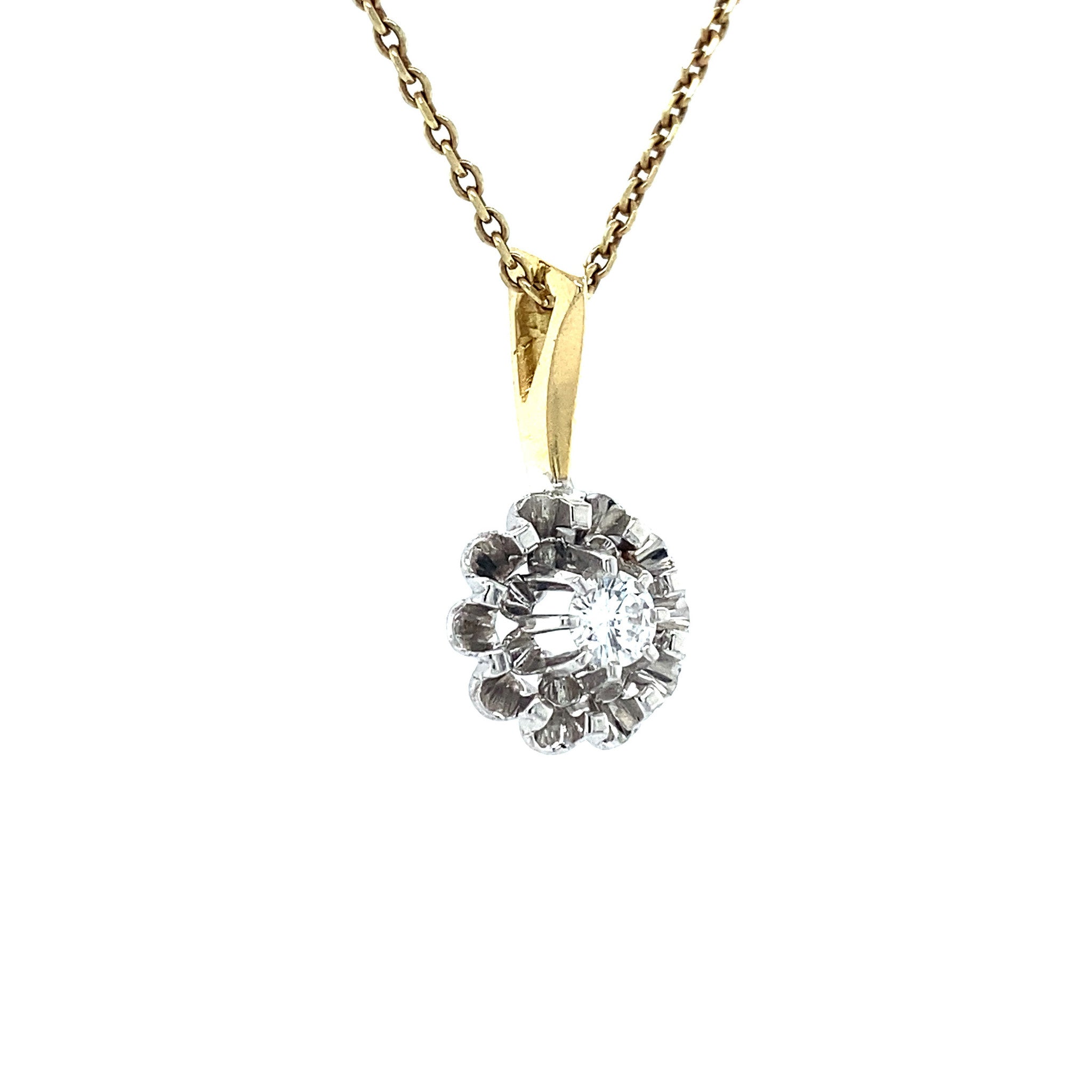 Bicolour gold pendant with diamond 14 krt