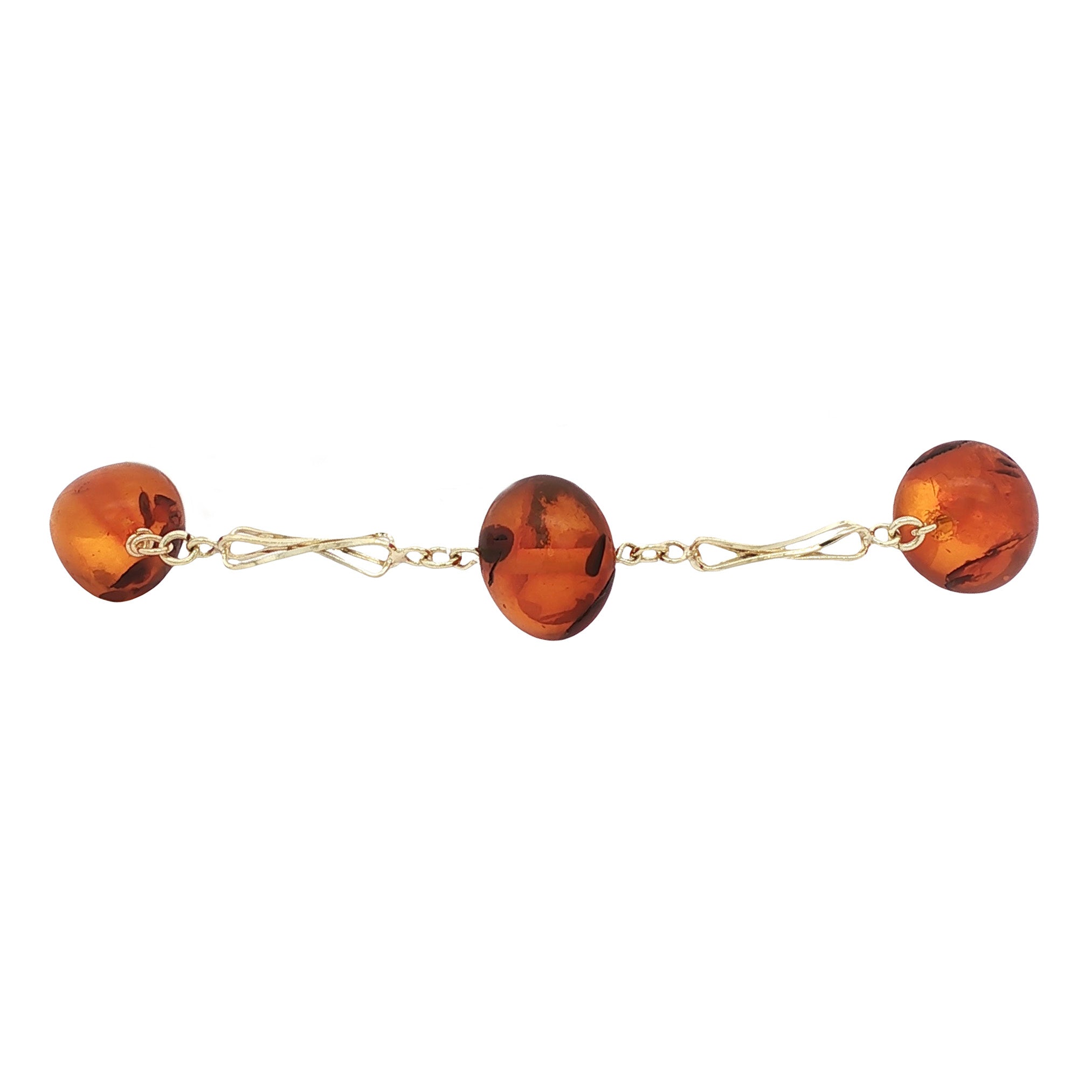 Gouden vintage armband met amber 14 kt