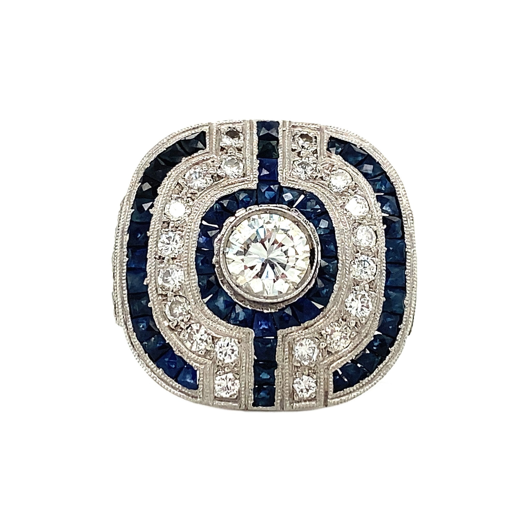 Platina ring met saffier en diamant 950