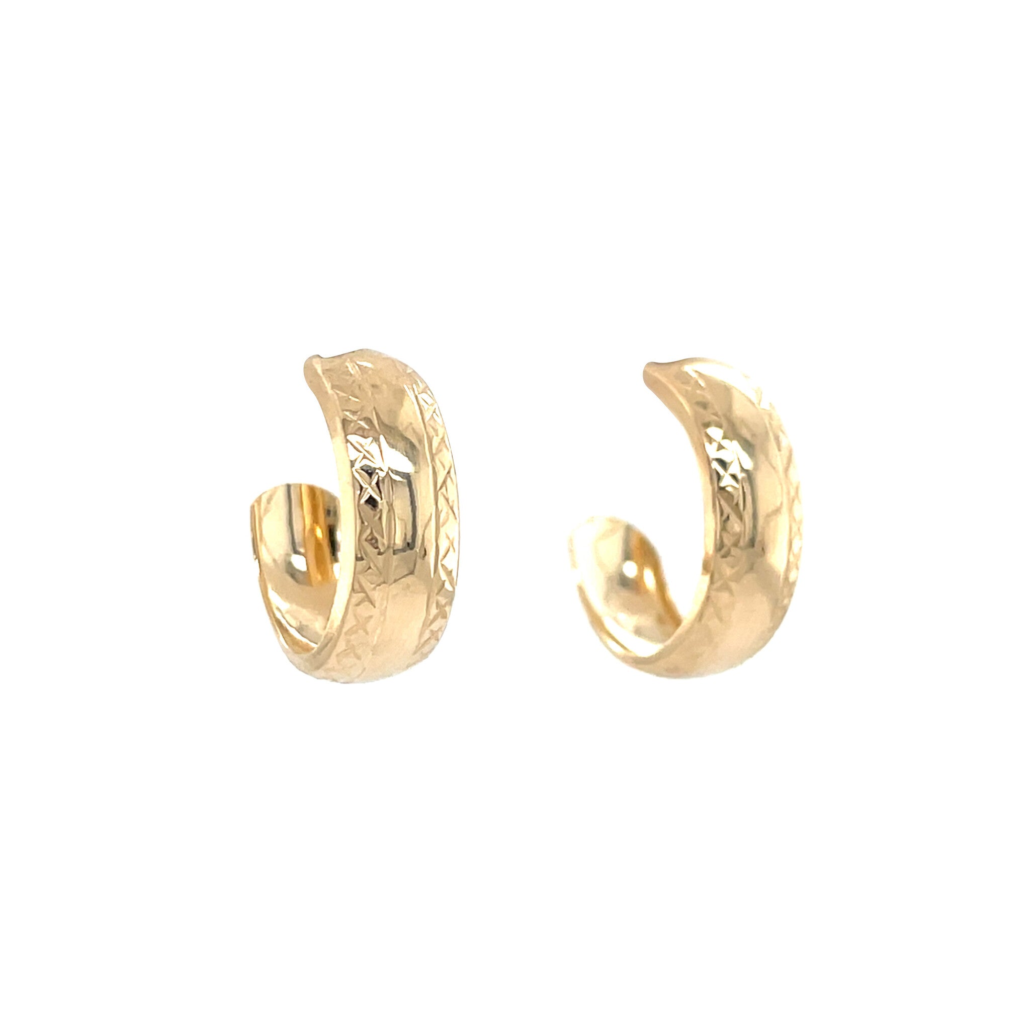 Gouden vintage oorstekers met gravure 14 krt