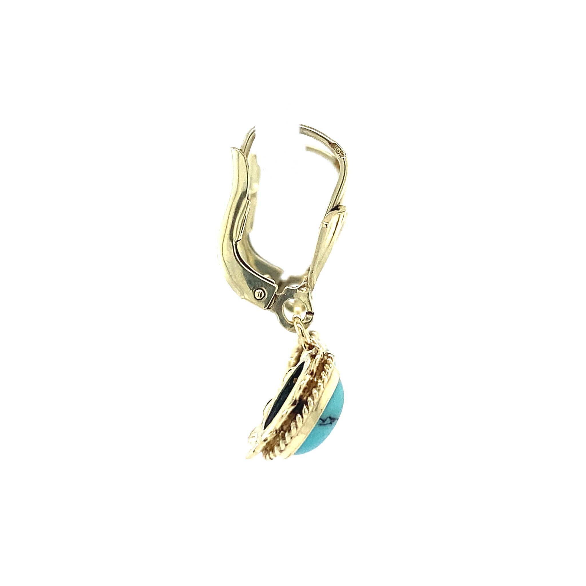 Gouden oorhangers met turquoise 14 krt