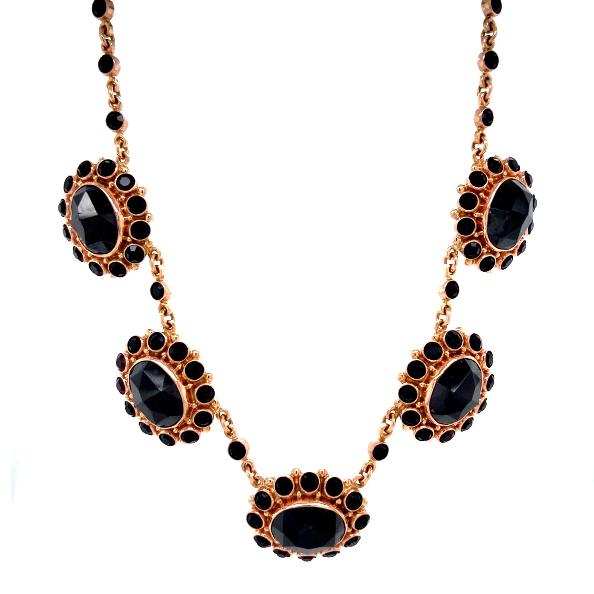 Gold vintage necklace with garnet 14 krt