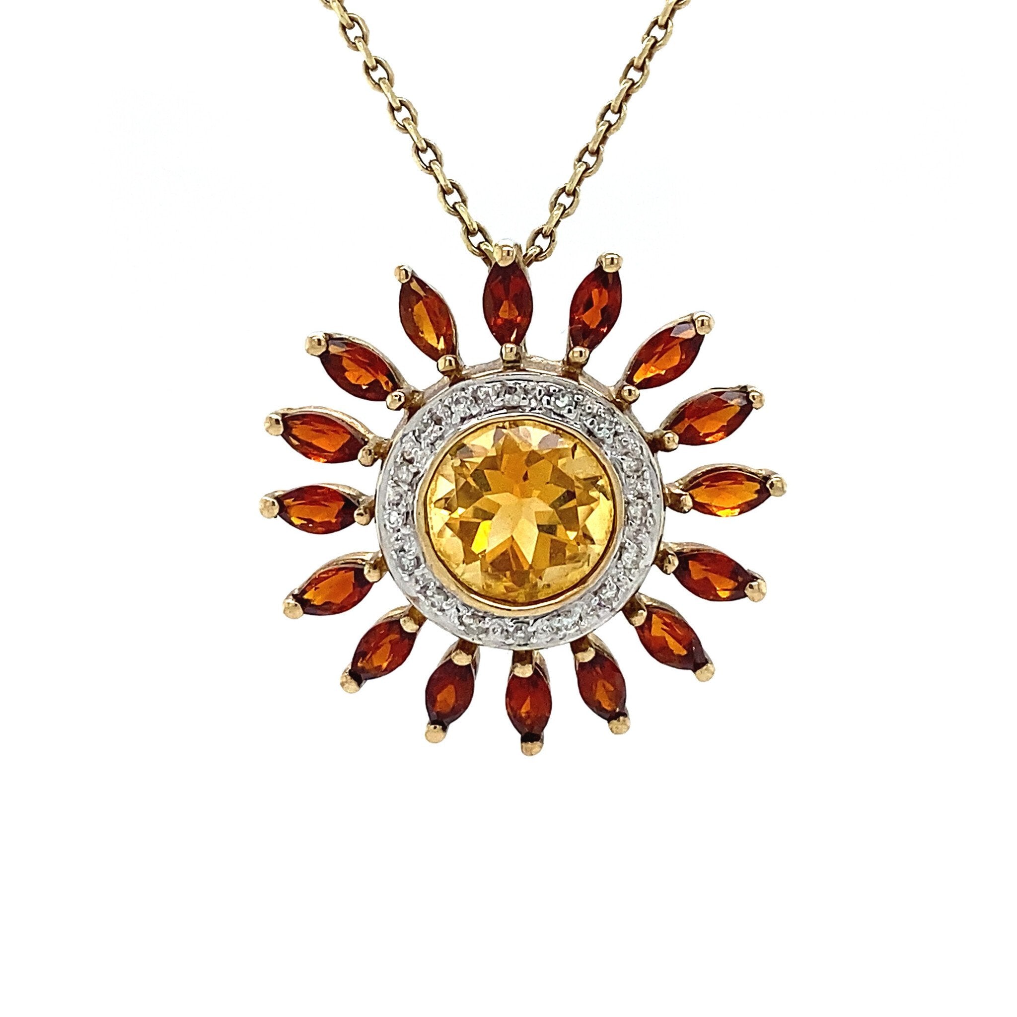 Hanger met citrien, granaat en diamant 9 krt