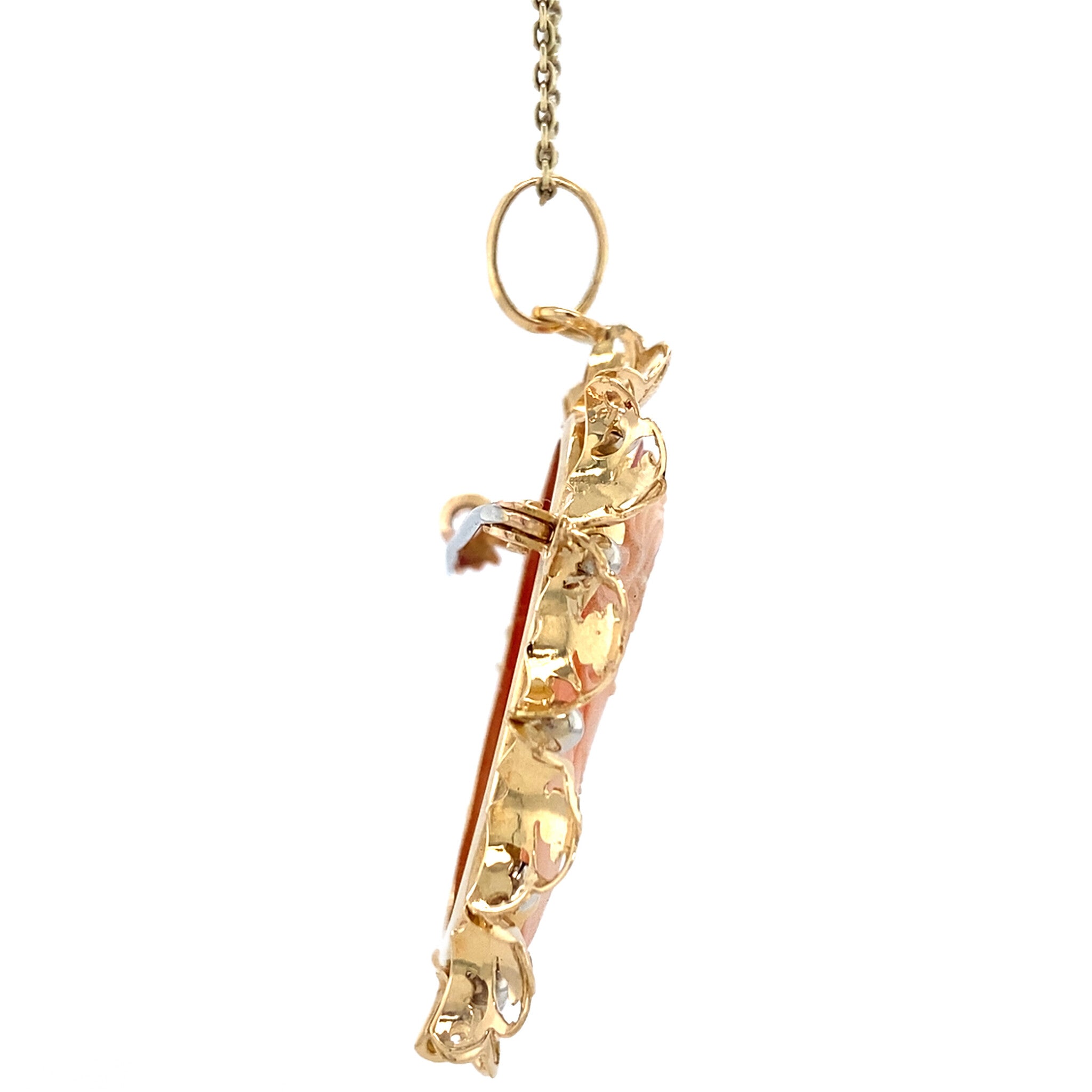 Bicolour gold vintage pendant with cameo 18 kt