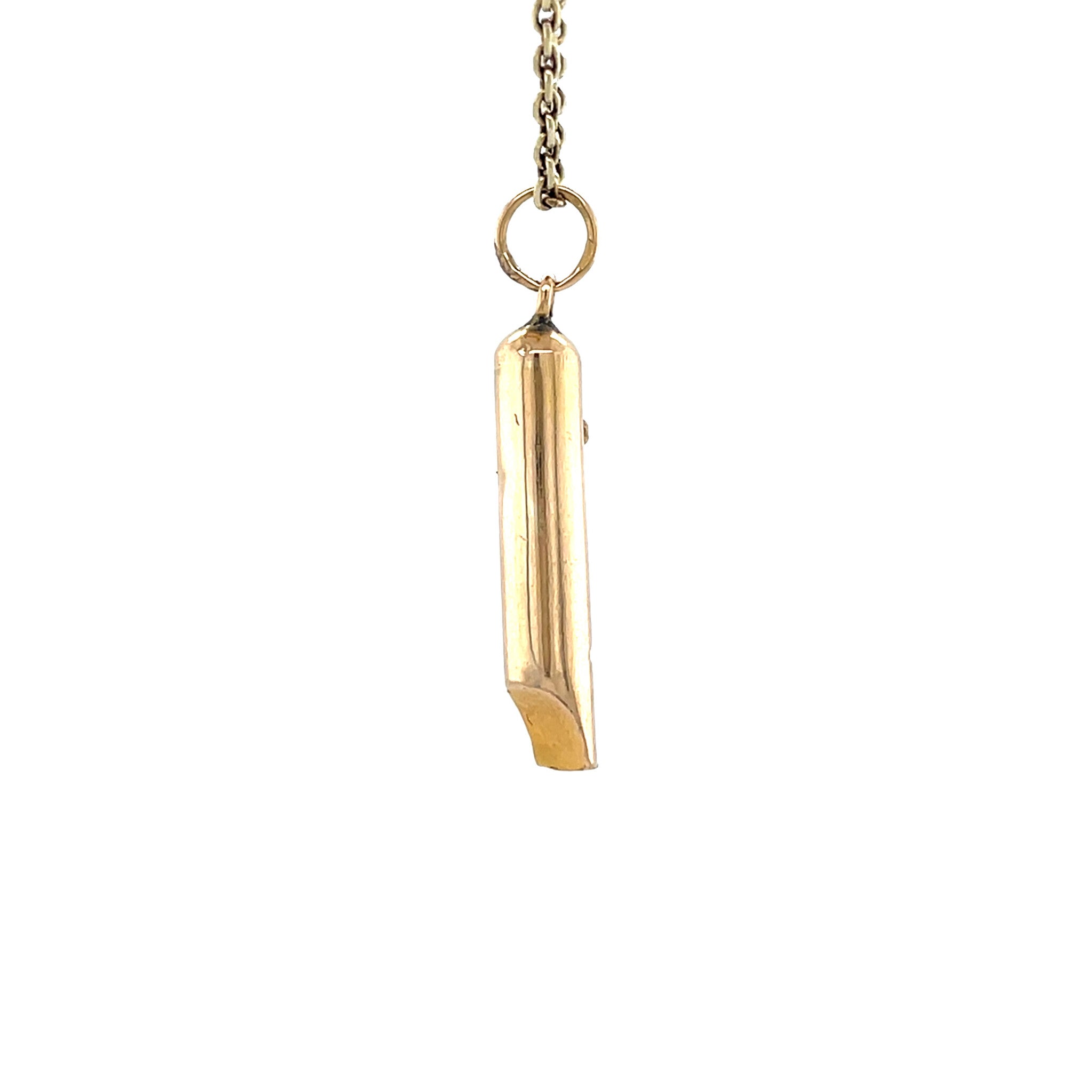 Gouden vintage blokfluit hanger 14 krt