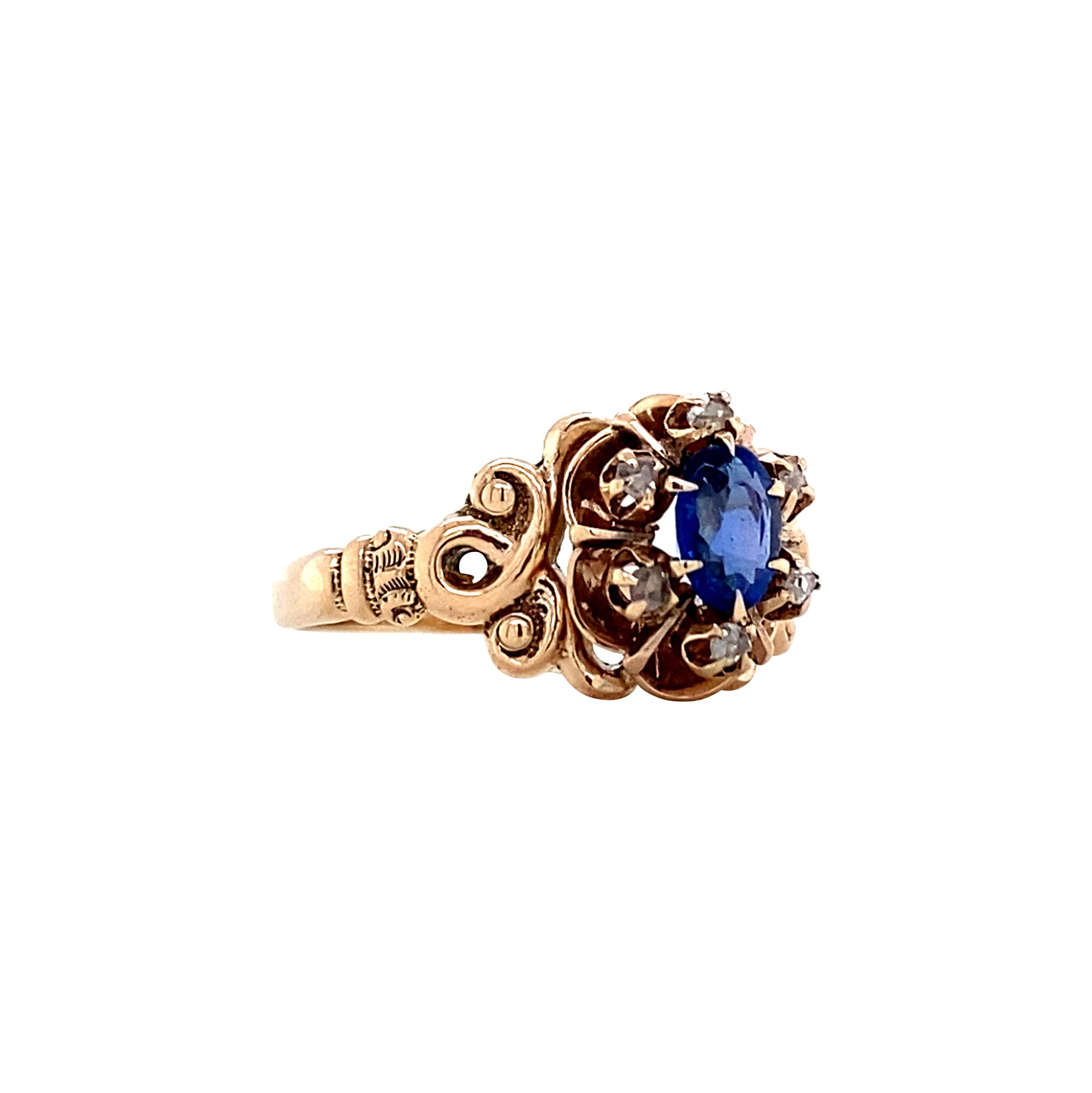 Ring met granaat en glas doublet en roosdiamant 9 krt