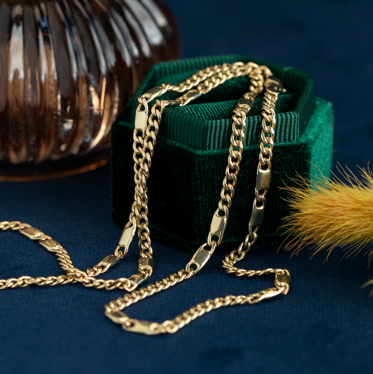 Gouden vintage fantasie collier 14 krt