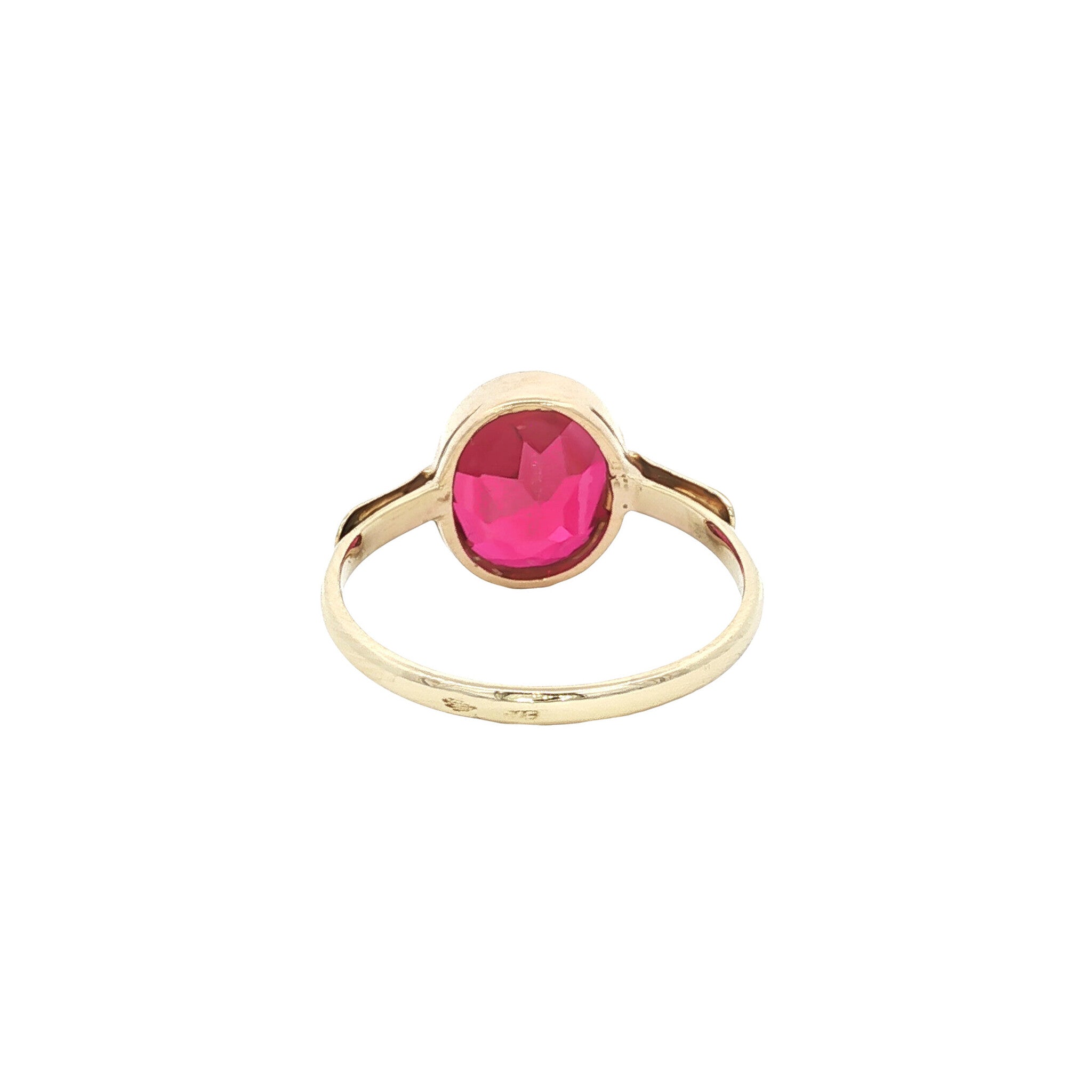 Gouden vintage ring met robijn 14 kt
