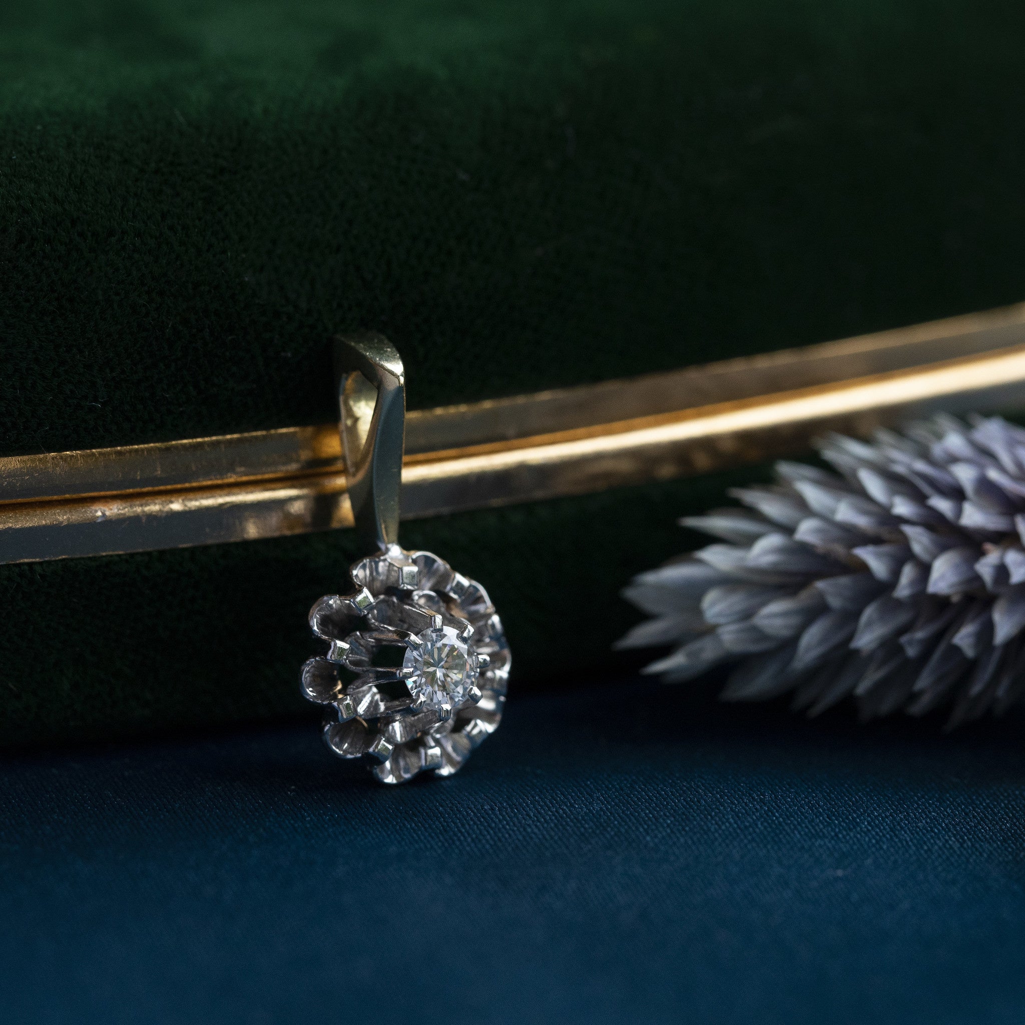 Bicolour gold pendant with diamond 14 krt