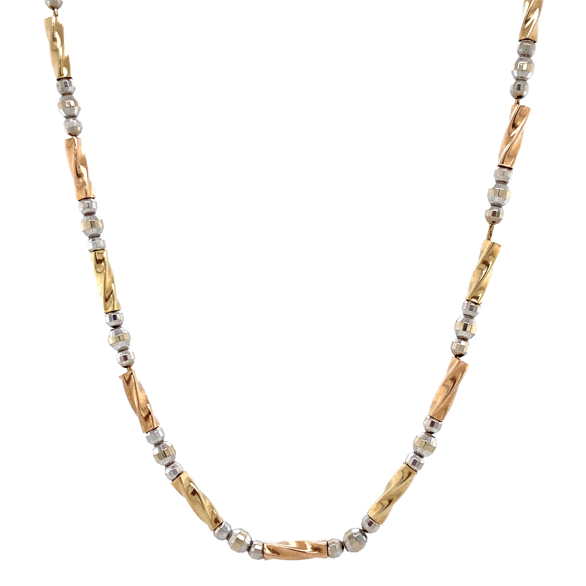 Bicolour gold fantasy necklace 14 kt