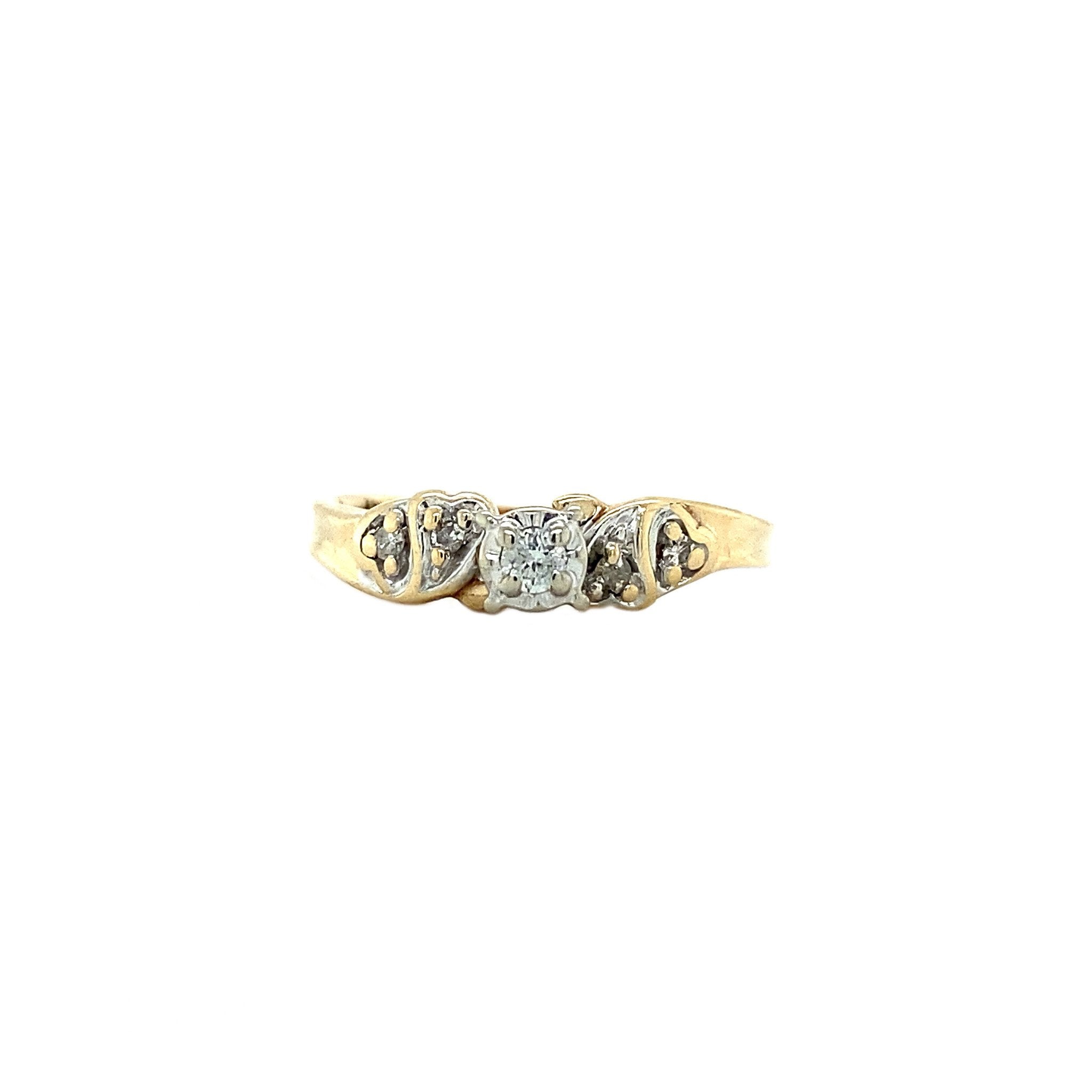 Bicolour ring with diamond, 10 kt
