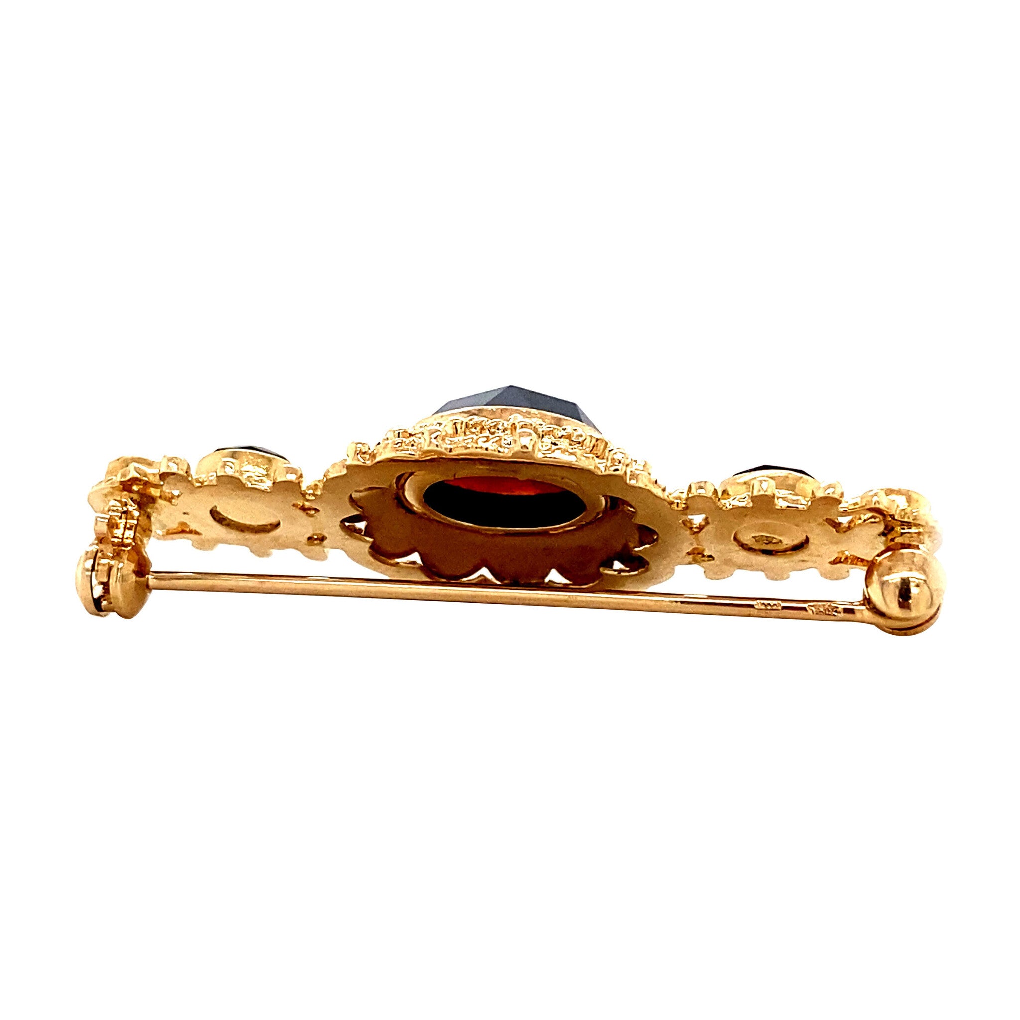 Gouden broche met granaat 14 krt