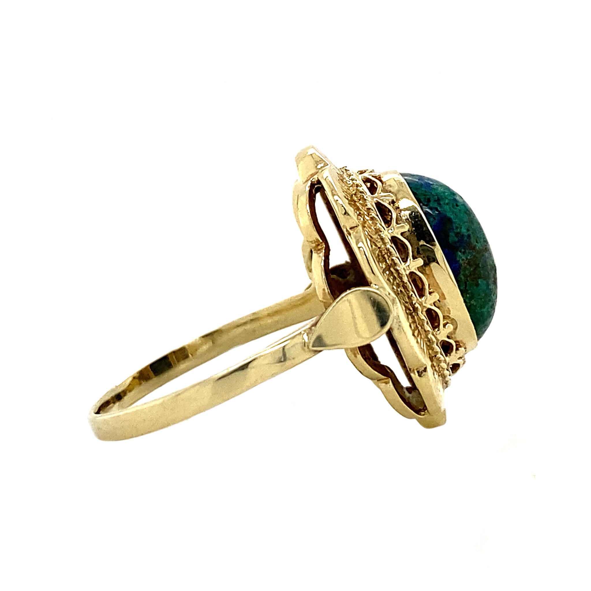 Gouden ring met azuriet malachiet 14 krt