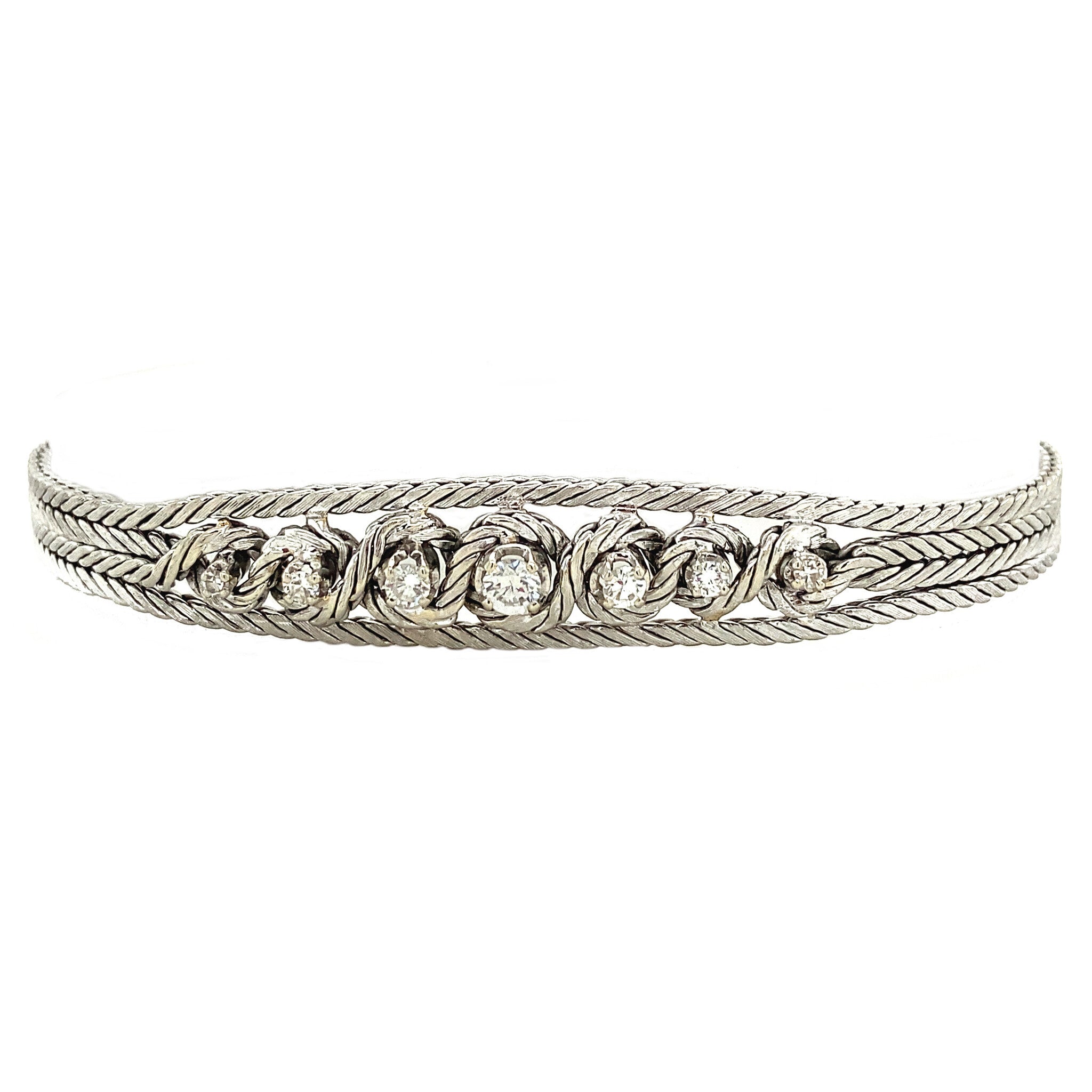 Vintage witgouden armband met diamant 14 krt