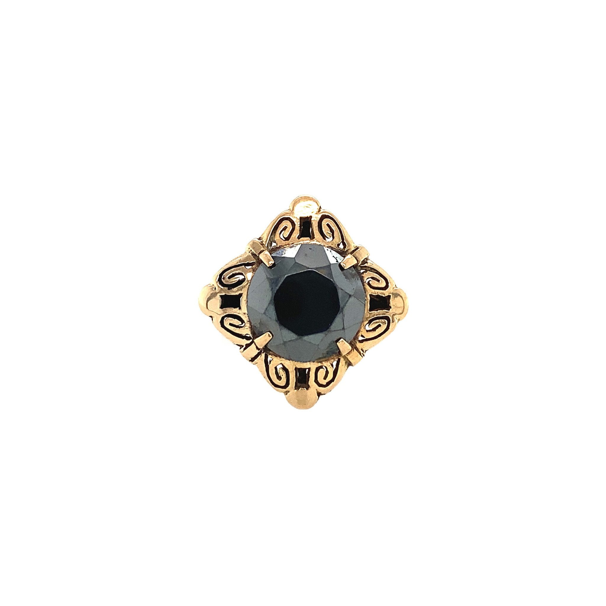 Gouden ring met hematiet 14 krt