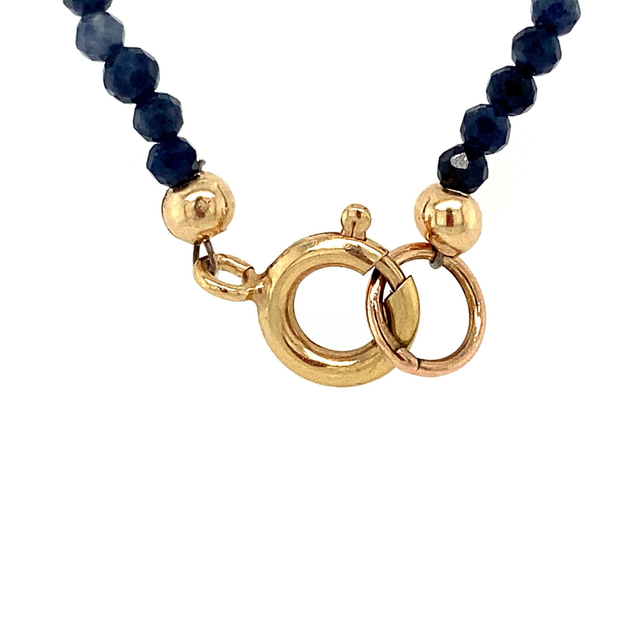 Saffier collier met gouden sluiting 44 cm 14 krt