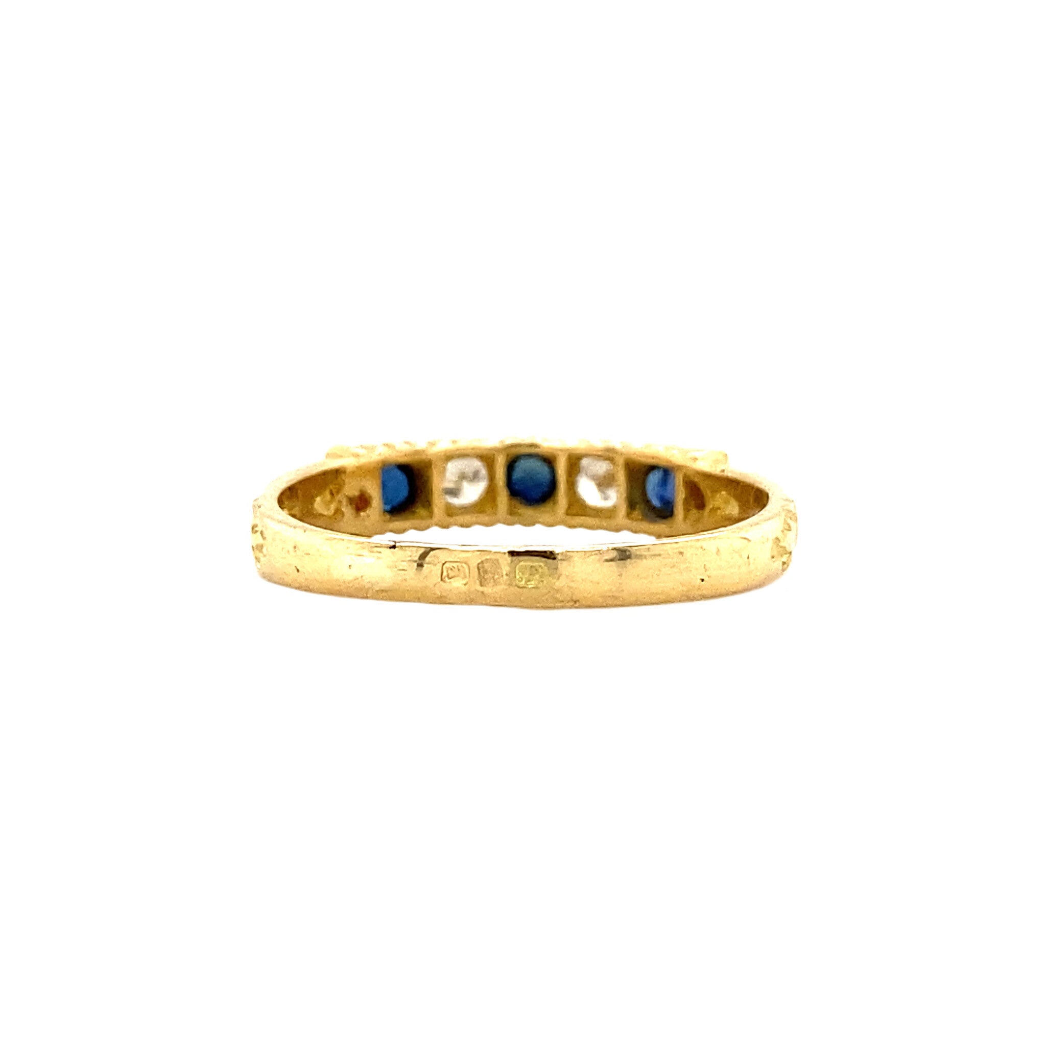 Gouden rijring met saffier en diamant 18 krt
