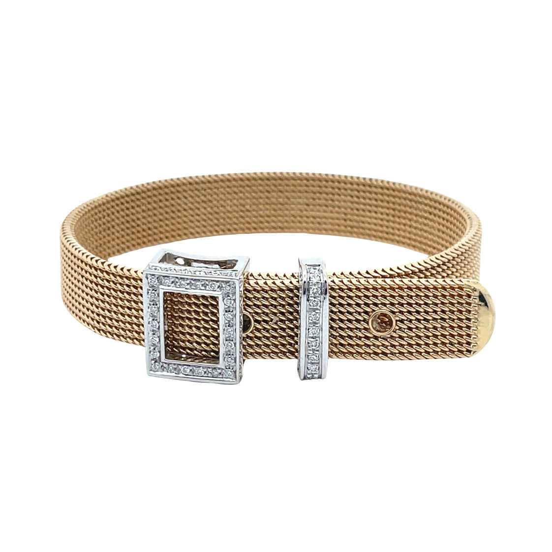Bicolour gold vintage bracelet with diamond 18 kt