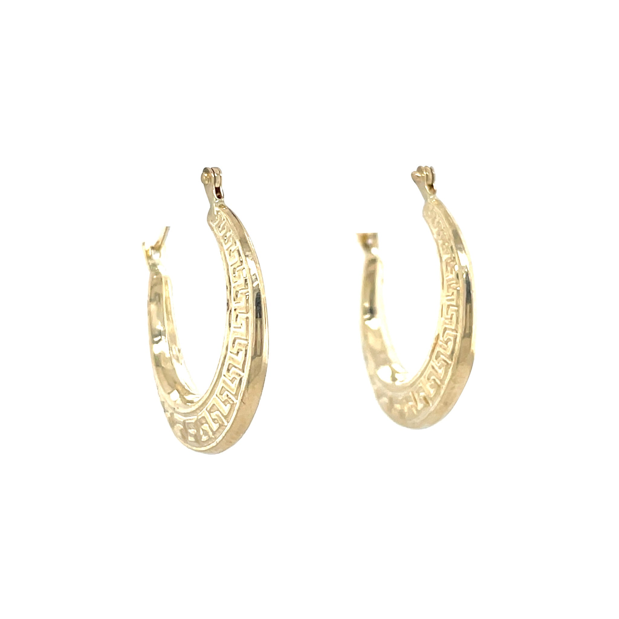 Gouden vintage meander oorringen 14 krt