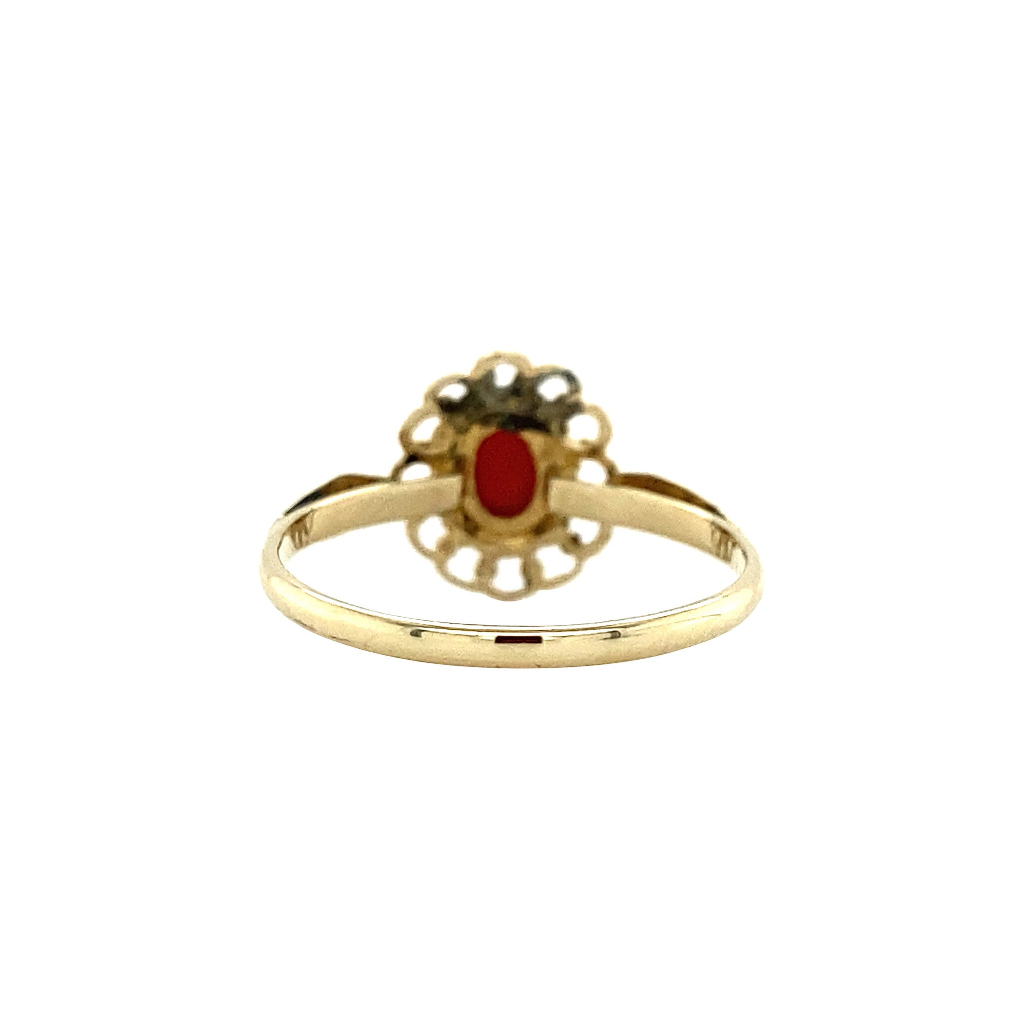 Gouden ring met bloedkoraal 14 krt