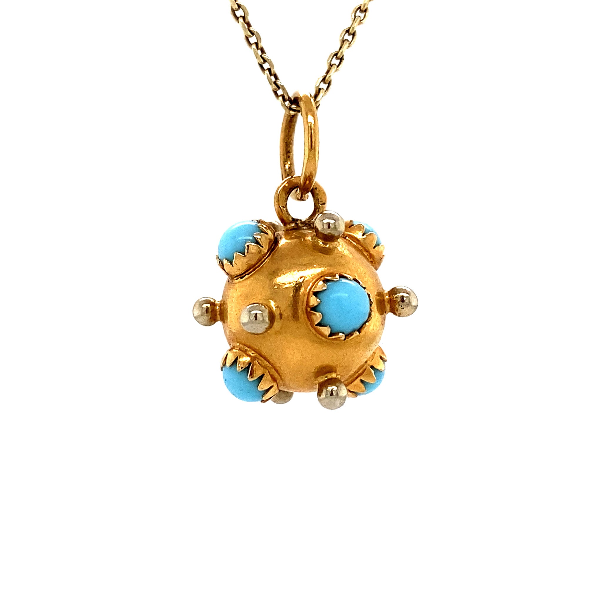 Gold Sputnik pendant with colored stone, 18 kt