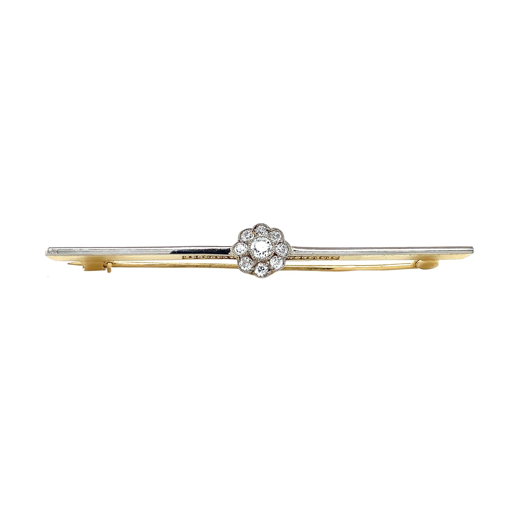Gold brooch with diamond 14 kt