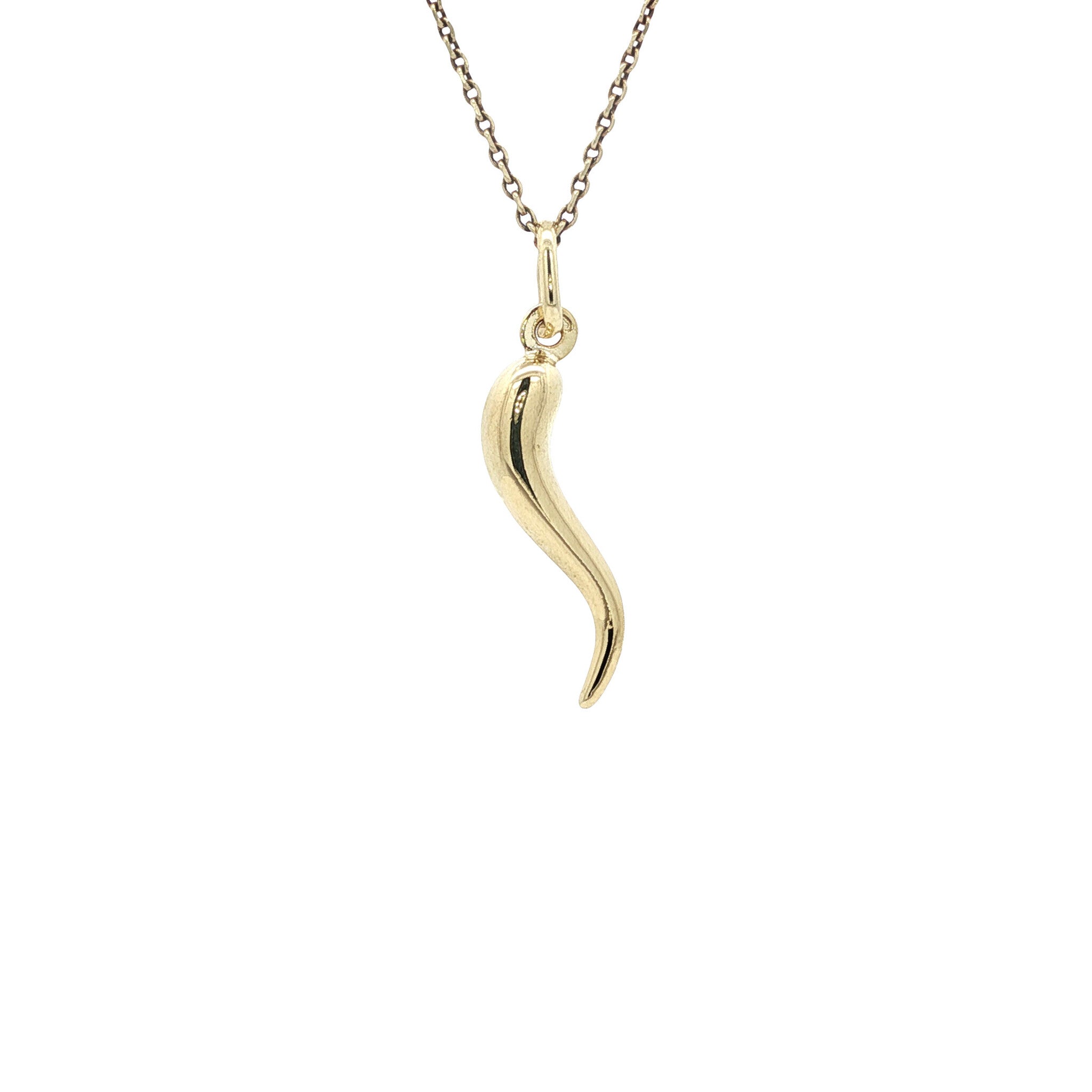 Gouden vintage Spaanse cornicello hanger 14 kt