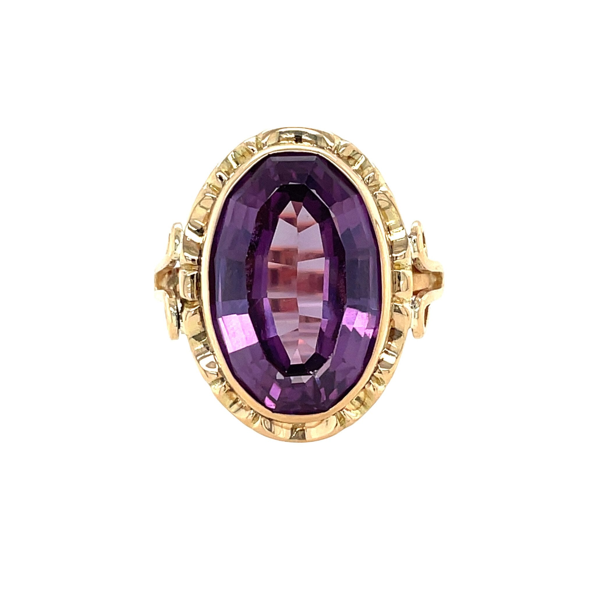 Gouden vintage ring met saffier 14 kt