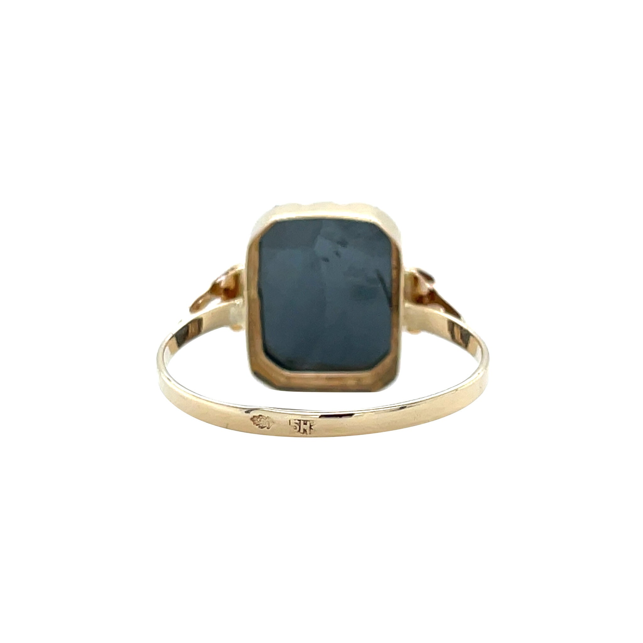 Gouden vintage ring met hematiet 14 krt