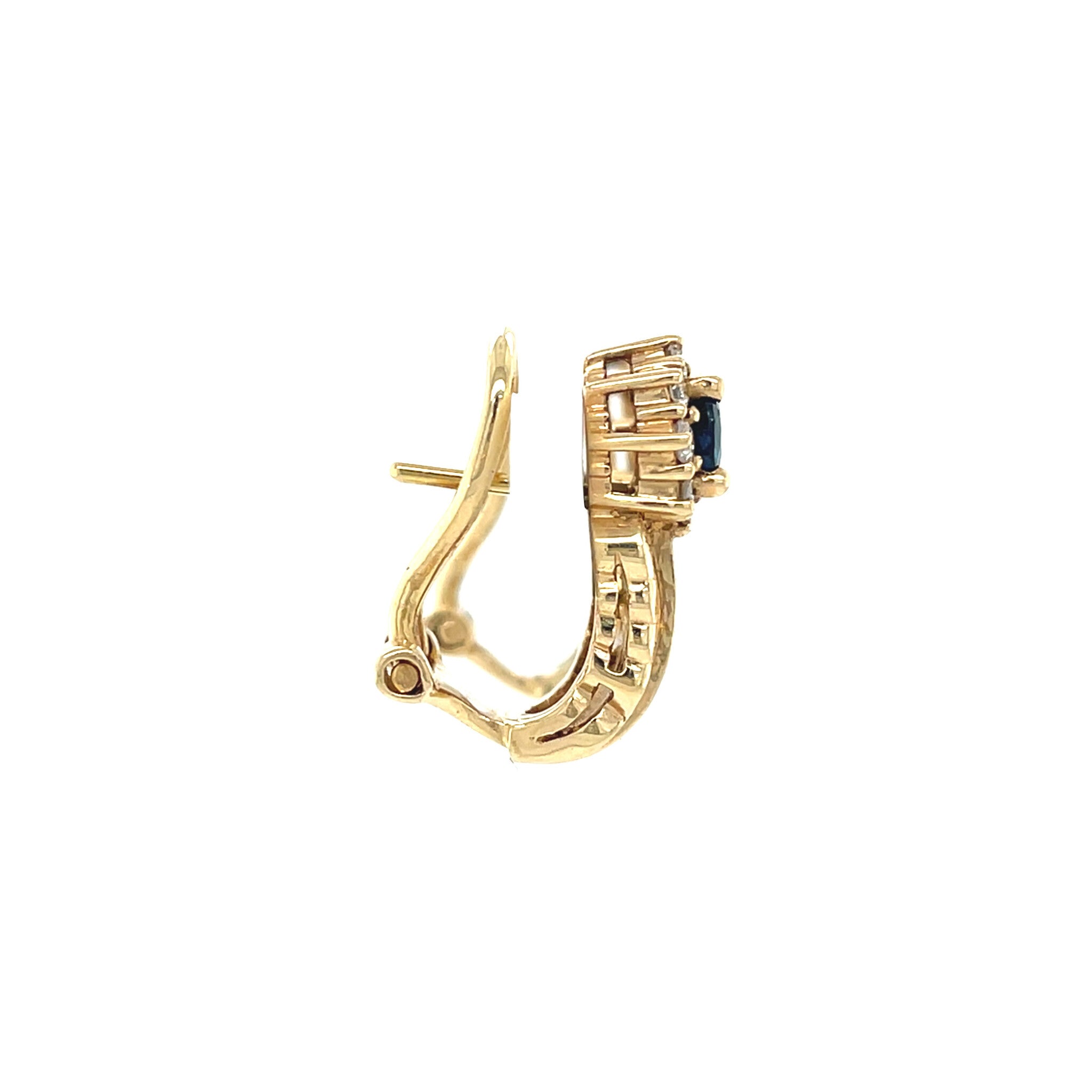 14 kt gold vintage halo stud earrings with sapphire and diamond