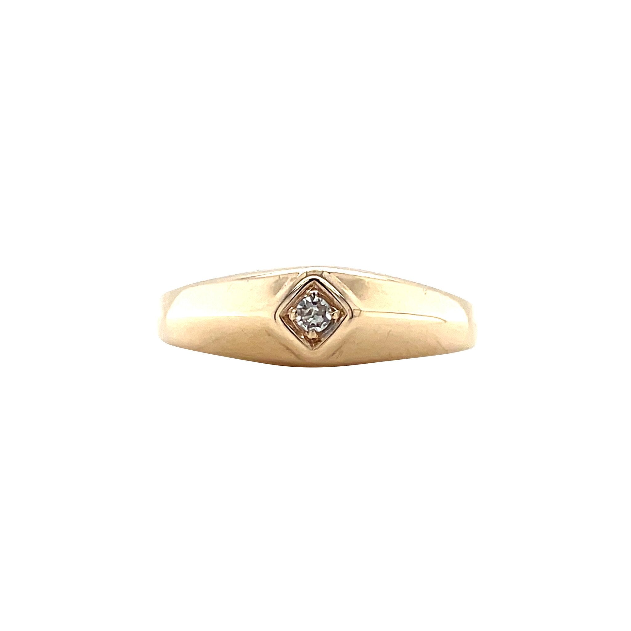 Gouden vintage solitair ring met diamant 14 krt