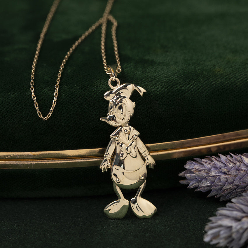 Golden Vintage Donald Duck pendant 14 kt