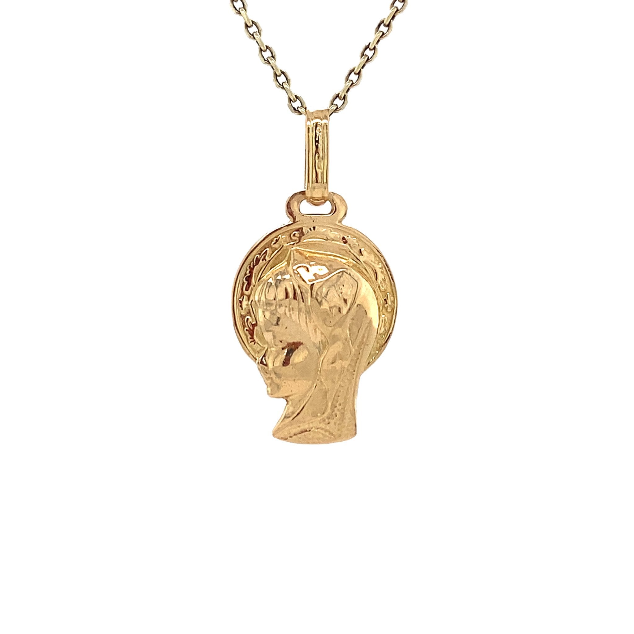 Vintage gold Virgin Mary pendant 18 kt