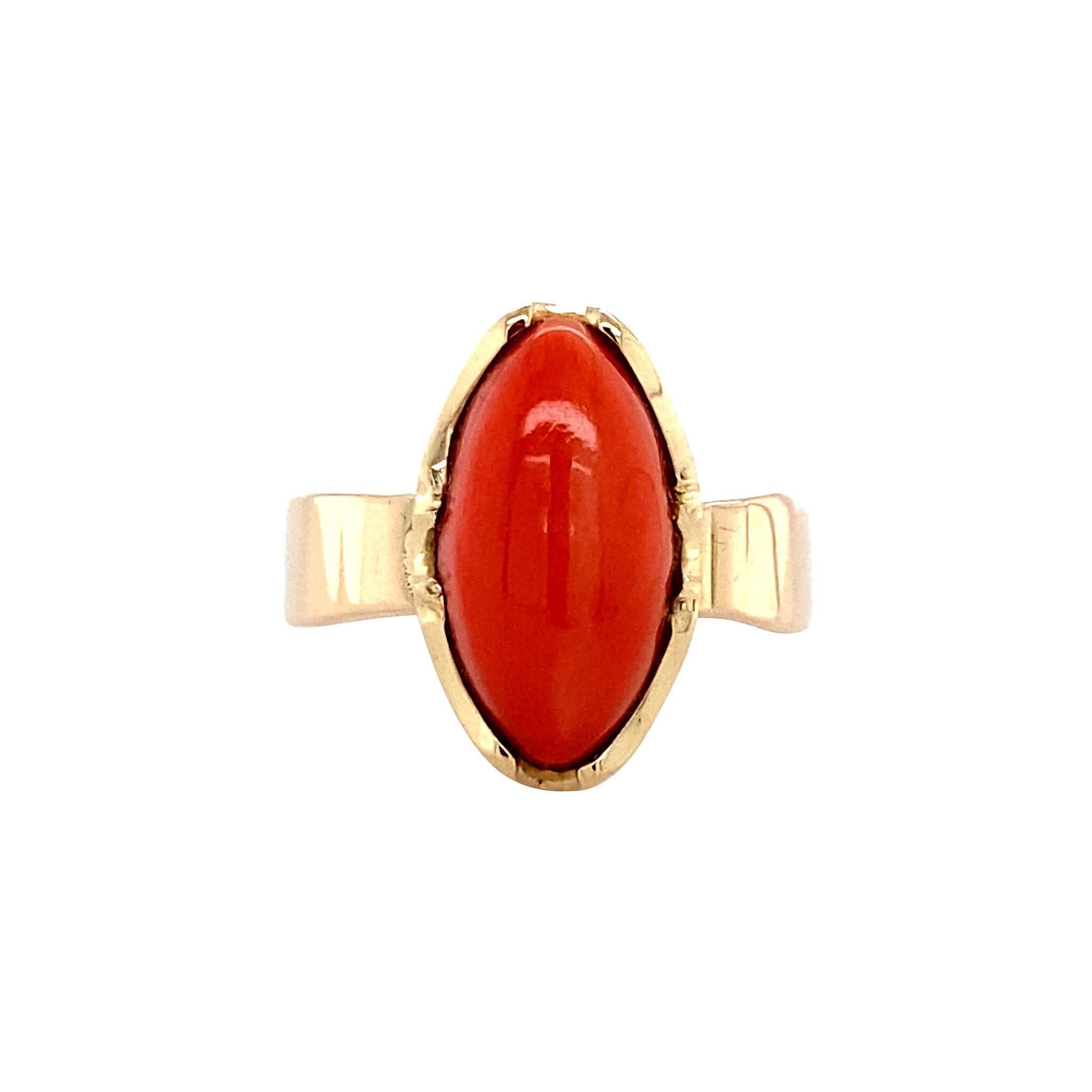 Ring with blood coral 12 krt