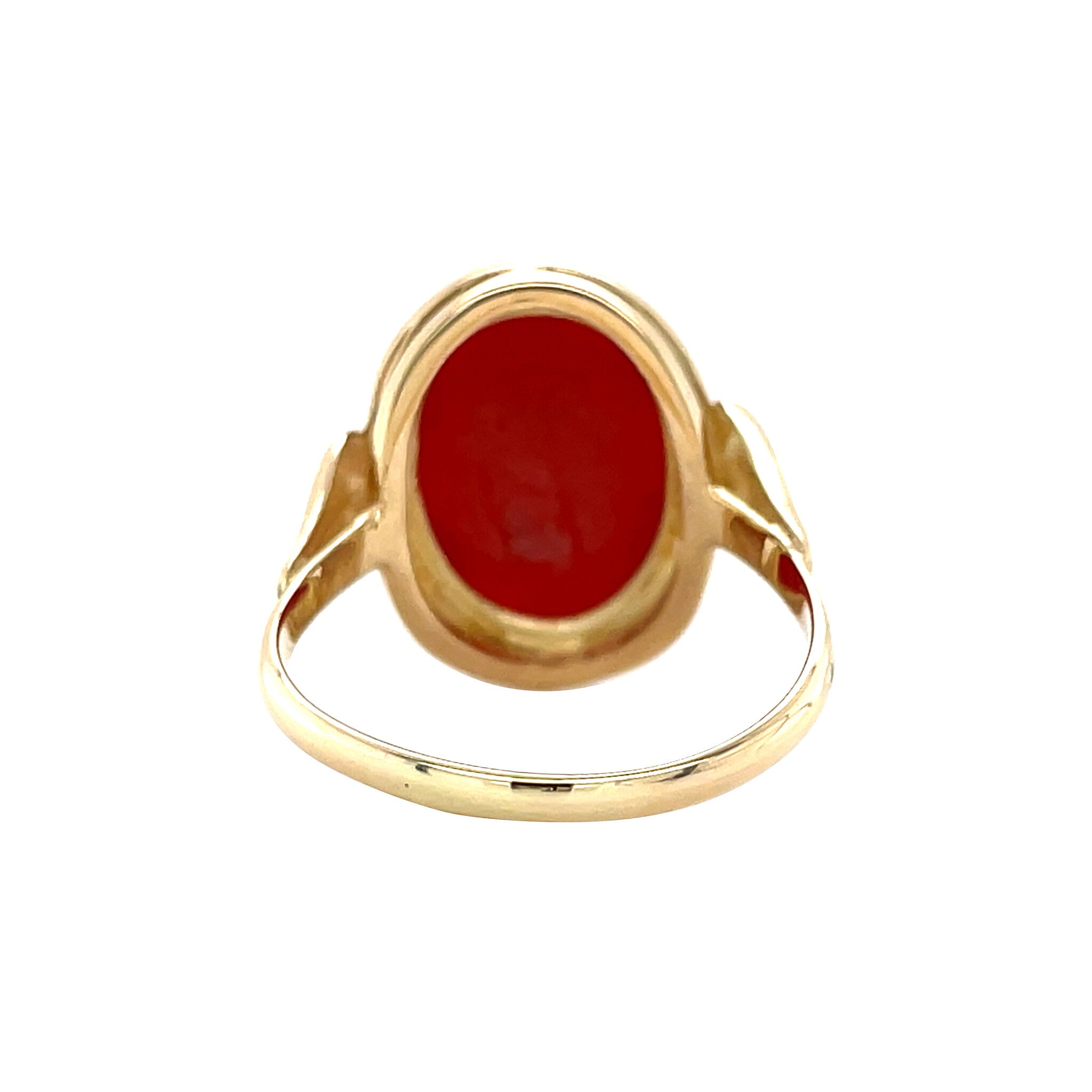 Gouden vintage ring met bloedkoraal 14 krt
