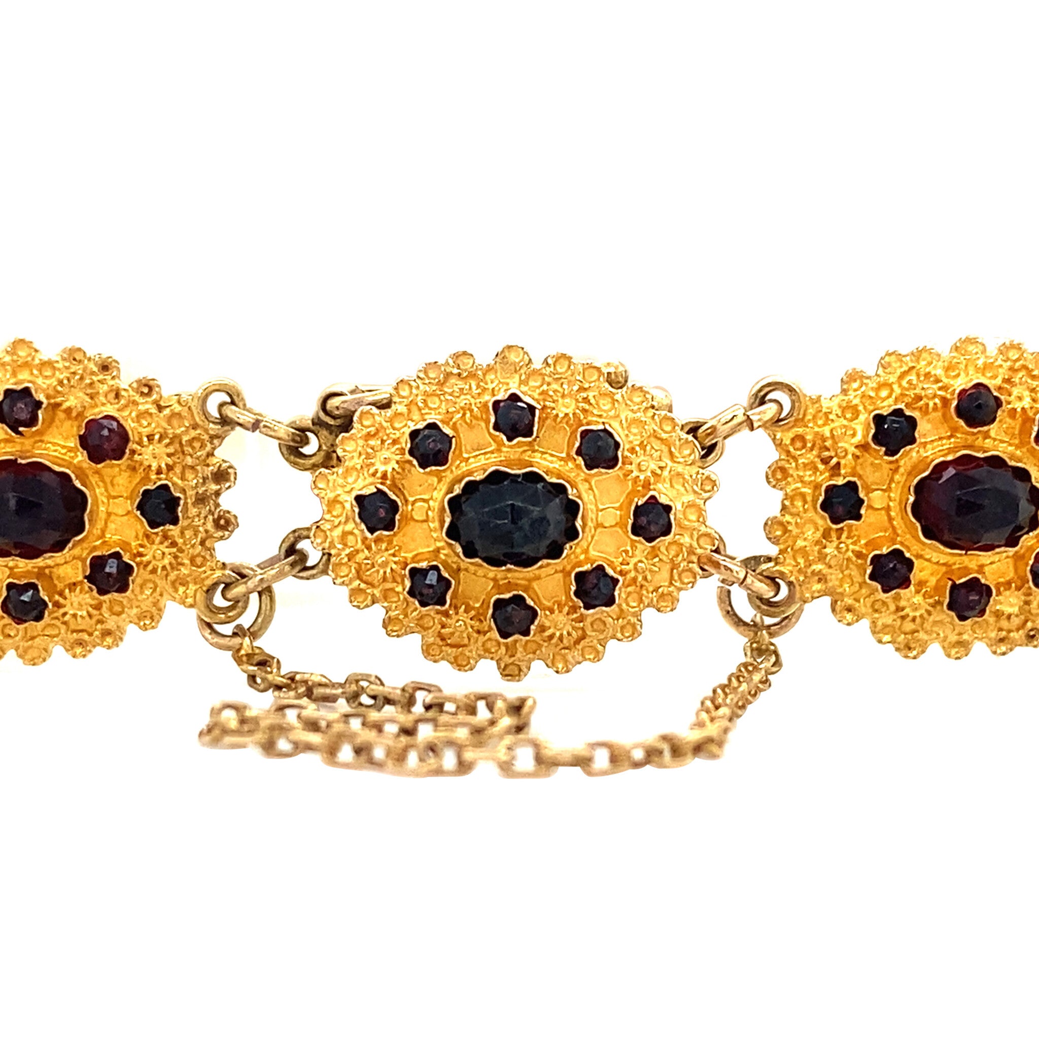 Gouden vintage armband met granaat 14 krt