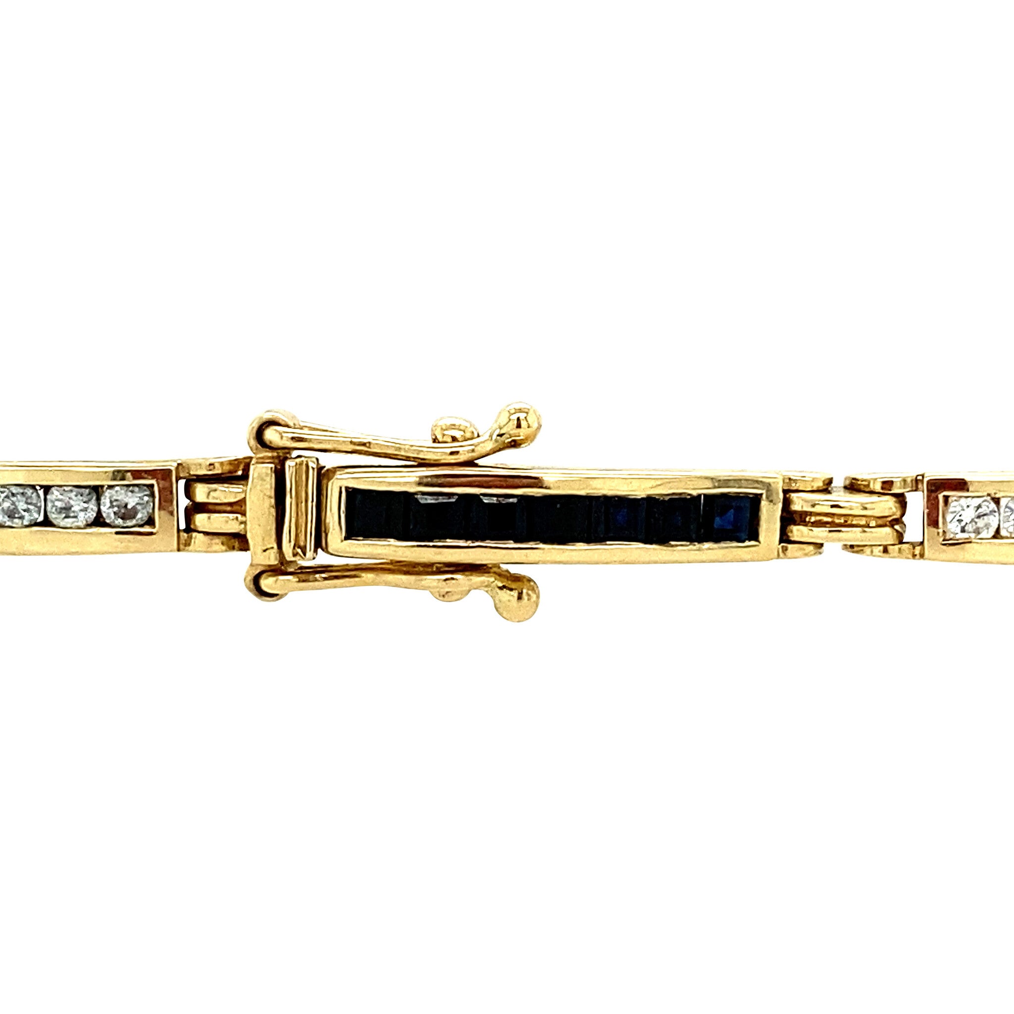 Vintage gold bracelet with sapphire, emerald, ruby and zirconia, 18 cm, 14 kt