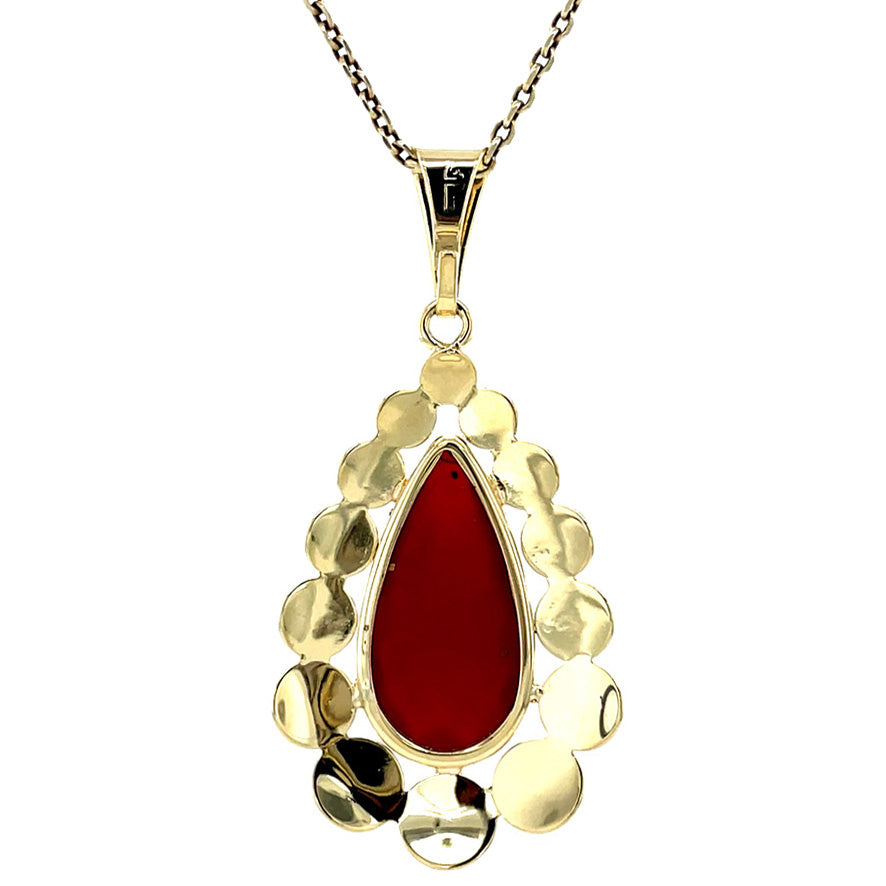 Vintage gold pendant with carnelian, 14 kt