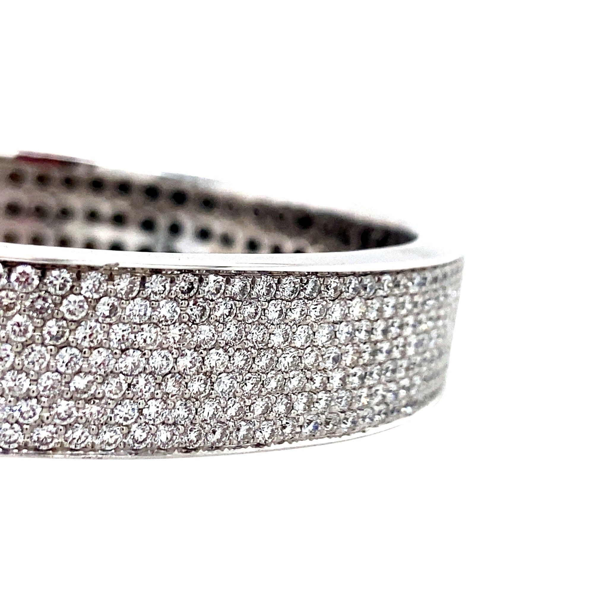 Witgouden vintage bangle met diamant 18 krt