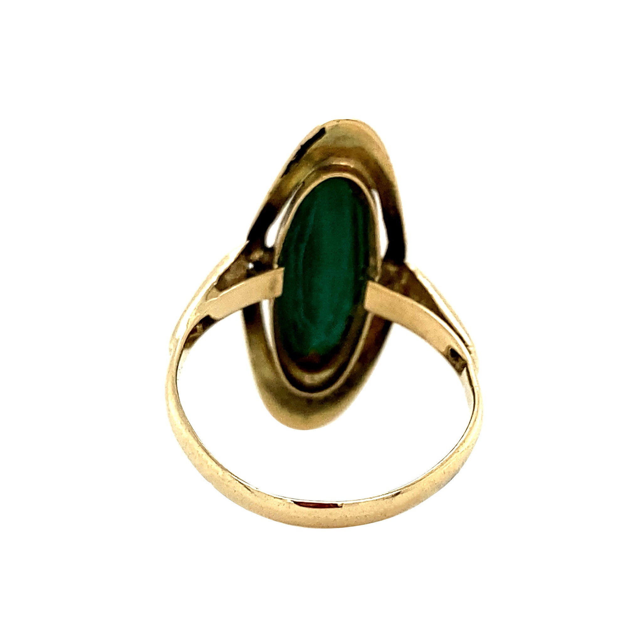 Gouden ring met malachiet 14 krt