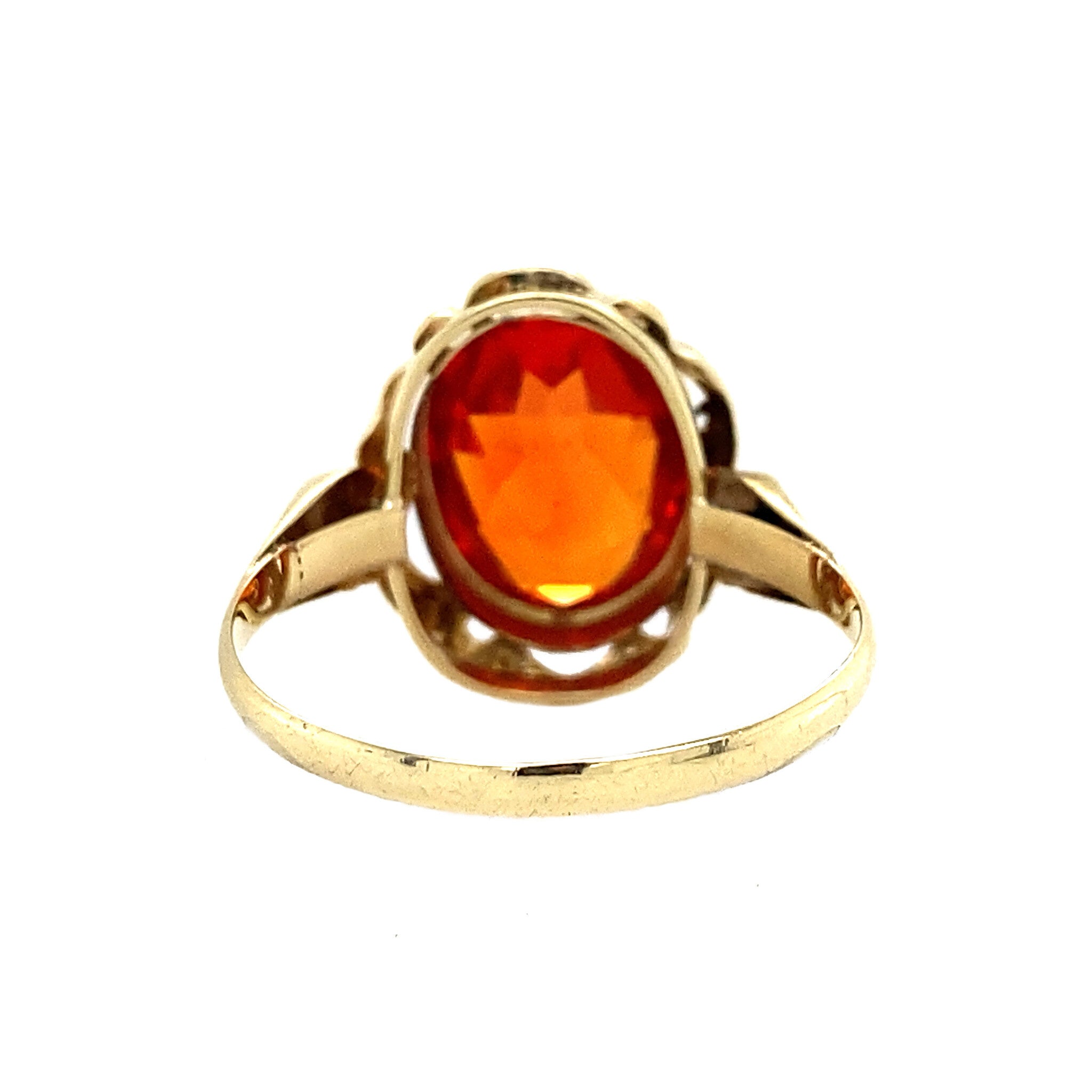 Gouden ring met oranje saffier 14 krt